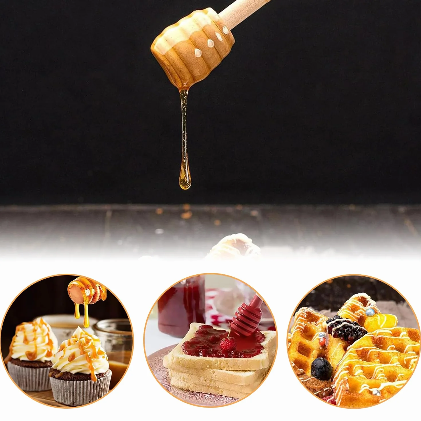 Drewniane łyżki do miodu 50 sztuk 8 cm spirala miodowa wielokrotnego użytku