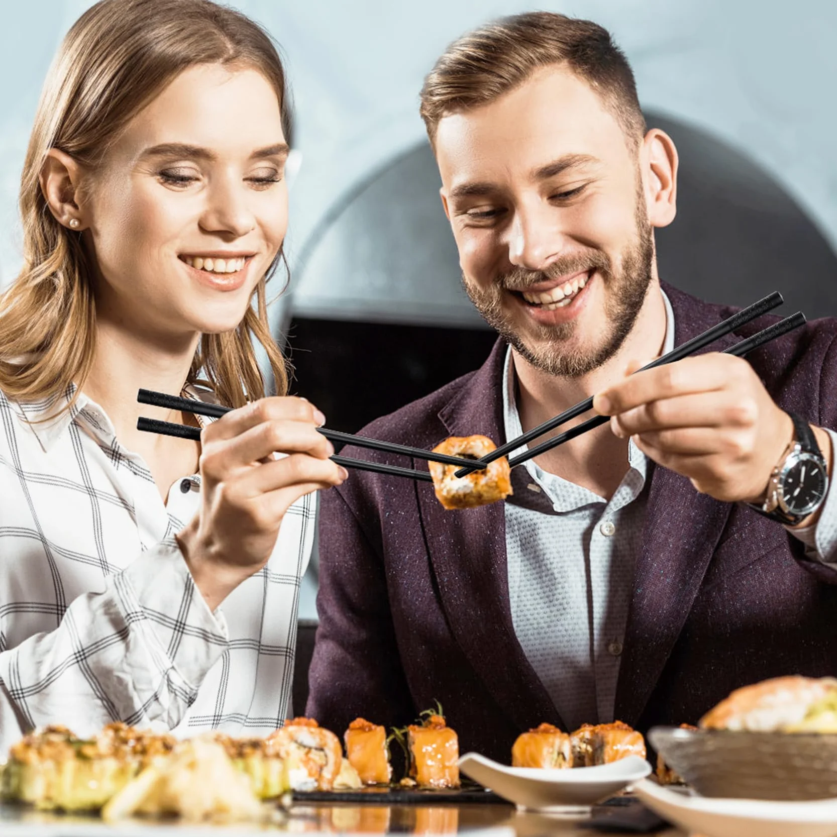 Pałeczki z włókna szklanego 8 par wielokrotnego użytku japońskie chińskie z wzorami sakura do mycia w zmywarce zestaw do sushi makaronu