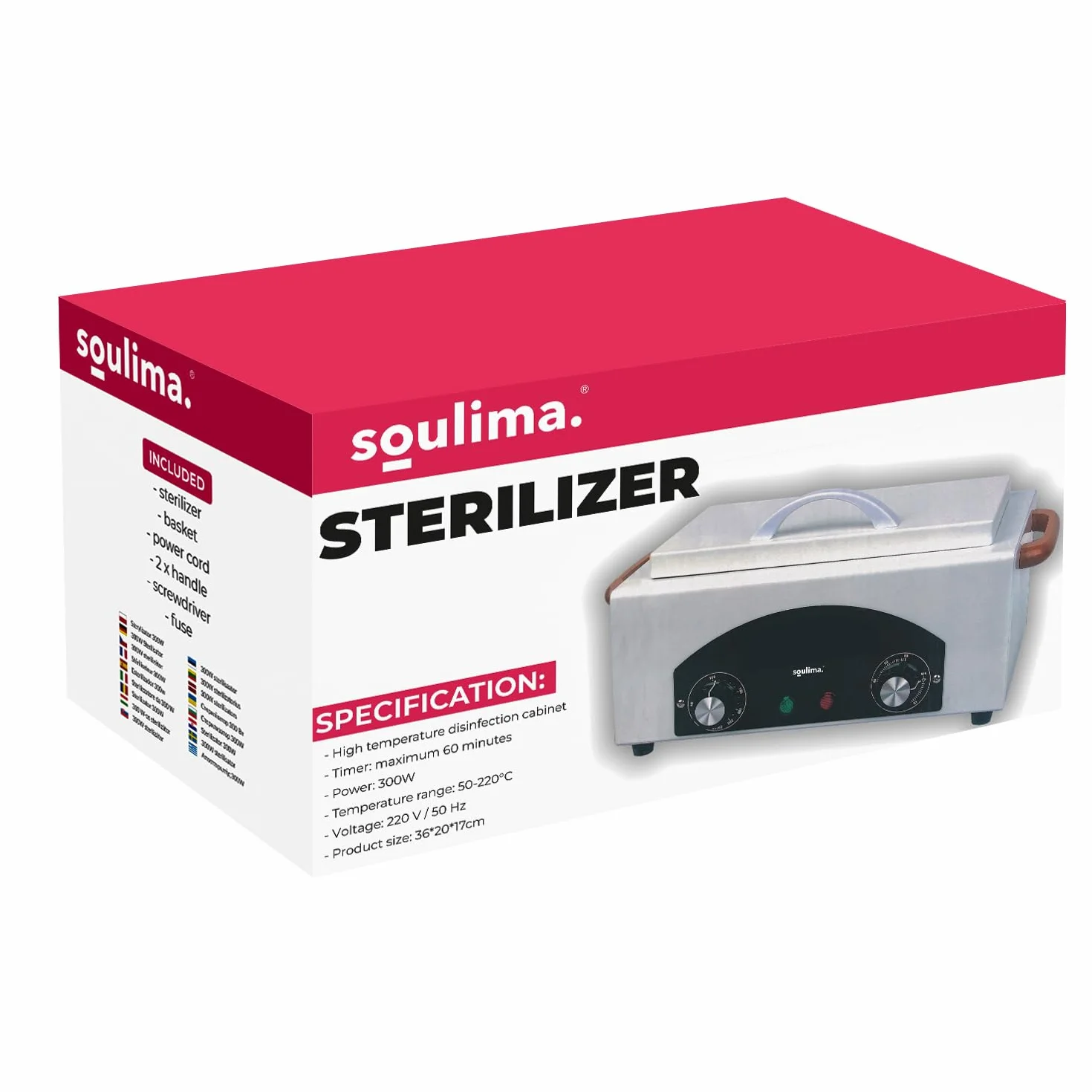 Sterylizator gorącego powietrza, sterylizator na suche ciepło, wysoka temperatura, 300 W, dezynfekcja narzędzi do 220°C, timer, wyświetlacz LED, stal nierdzewna 22938