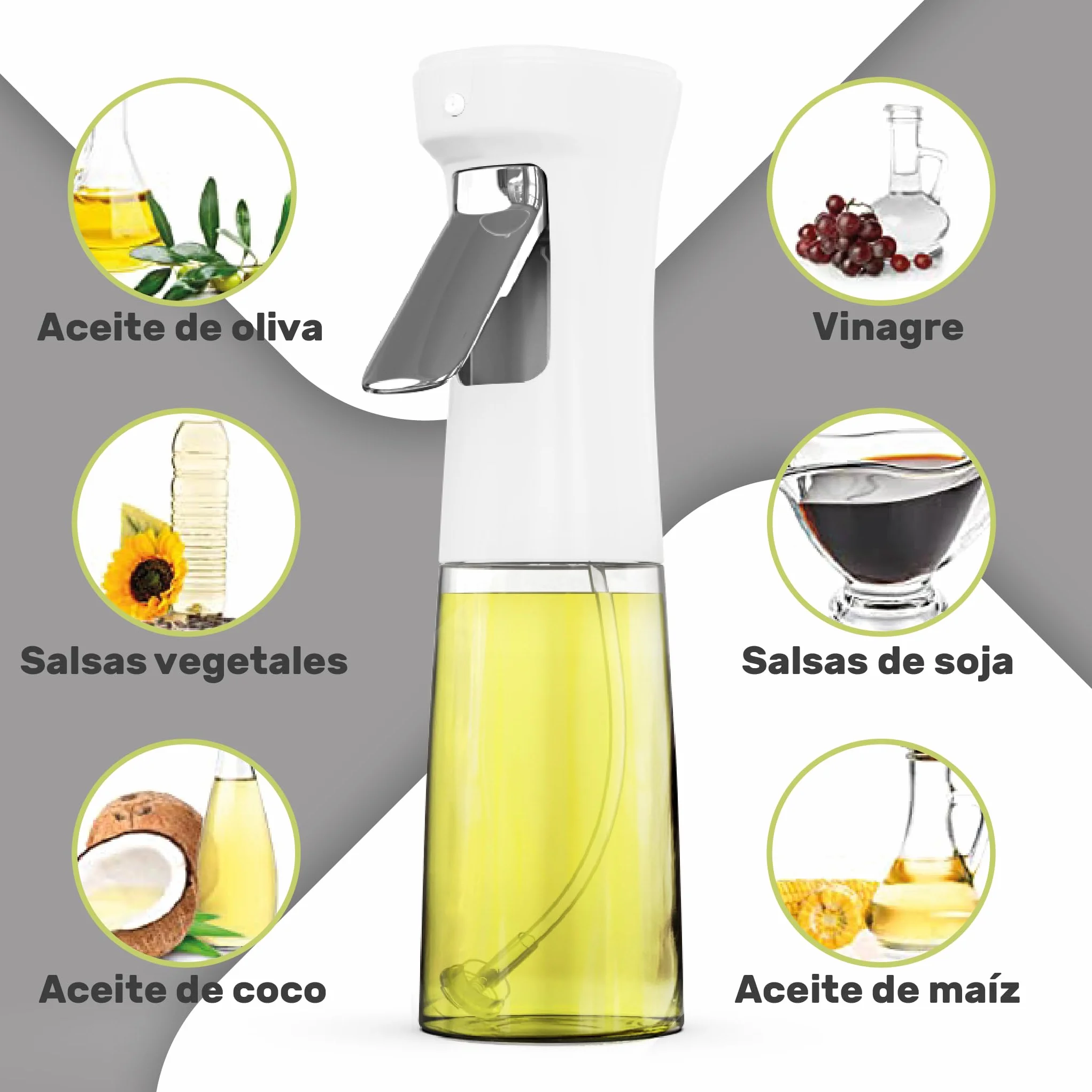 Szklany rozpylacz oleju 240 ml do kuchni, biały