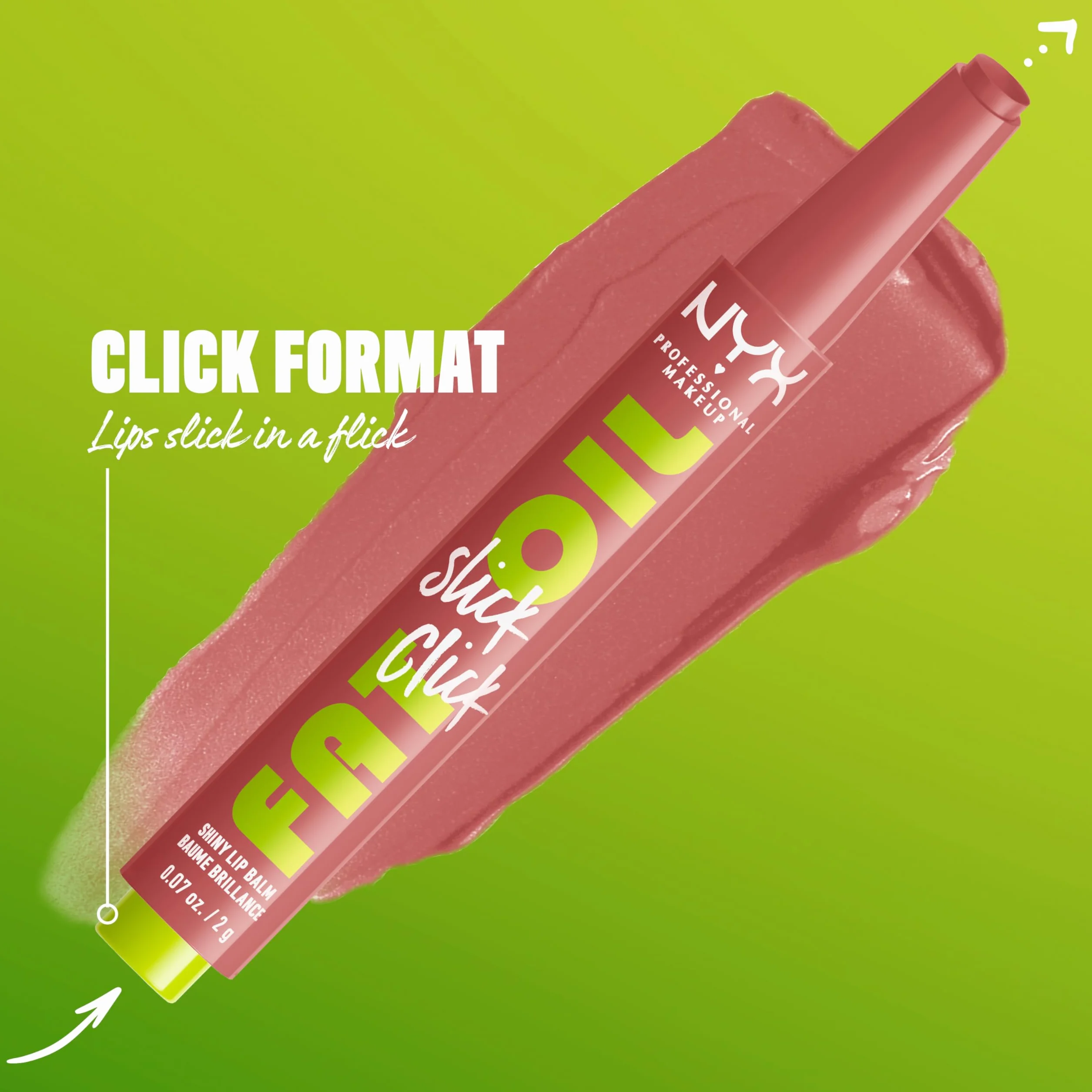 Nyx Professional Makeup - Przyciemniany balsam do ust - Przyciemniane i nawilżone usta - 12 godzin nawilżenia - Wzbogacony pigmentami - wegańska formuła - Fat Oil Slick Click- Odcień : Caption This