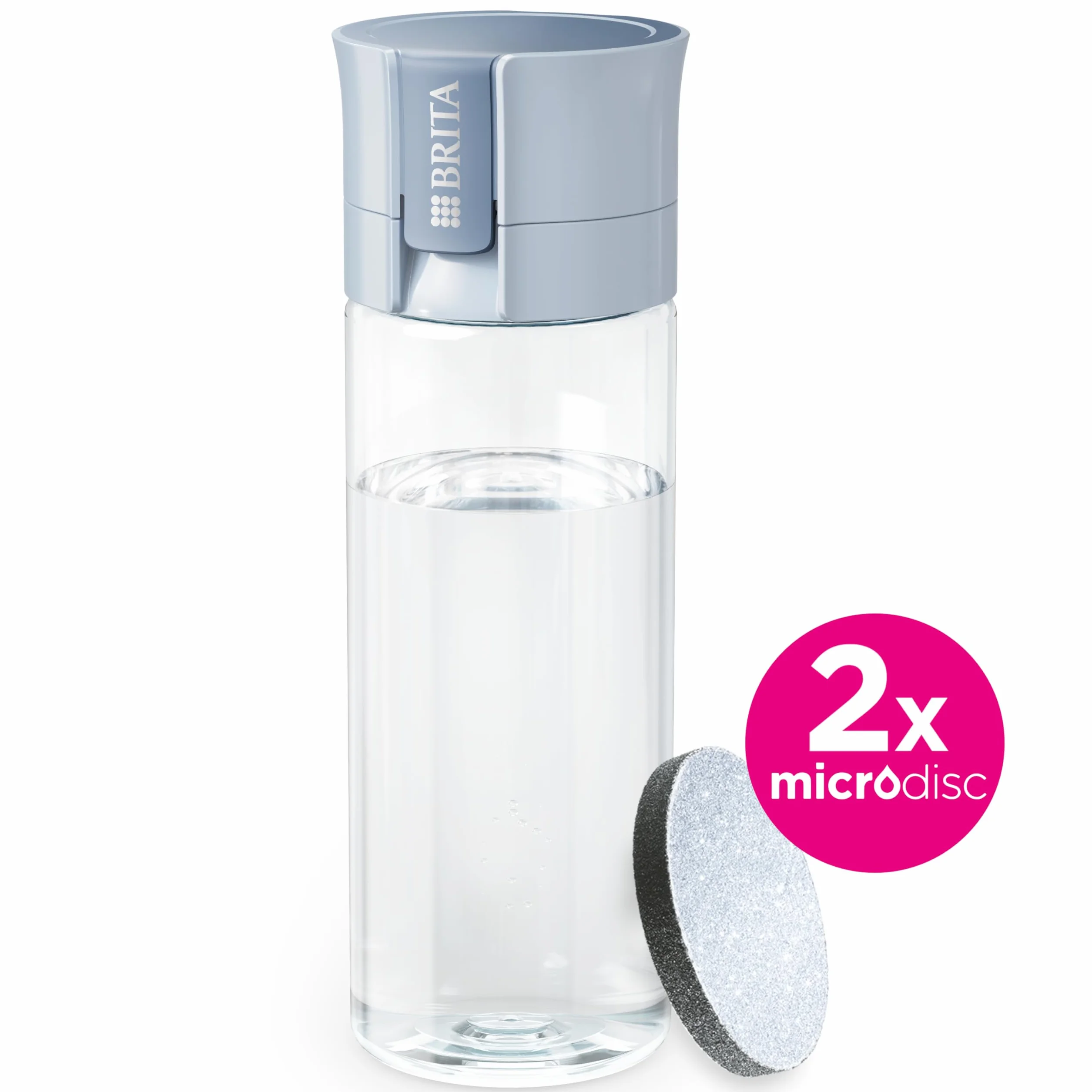 BRITA Butelka filtrująca Vital pastelowy błękit (0,6l) zawiera 2 filtry MicroDisc - filtruje chlor, zanieczyszczenia, hormony i pestycydy, zachowuje cenne minerały