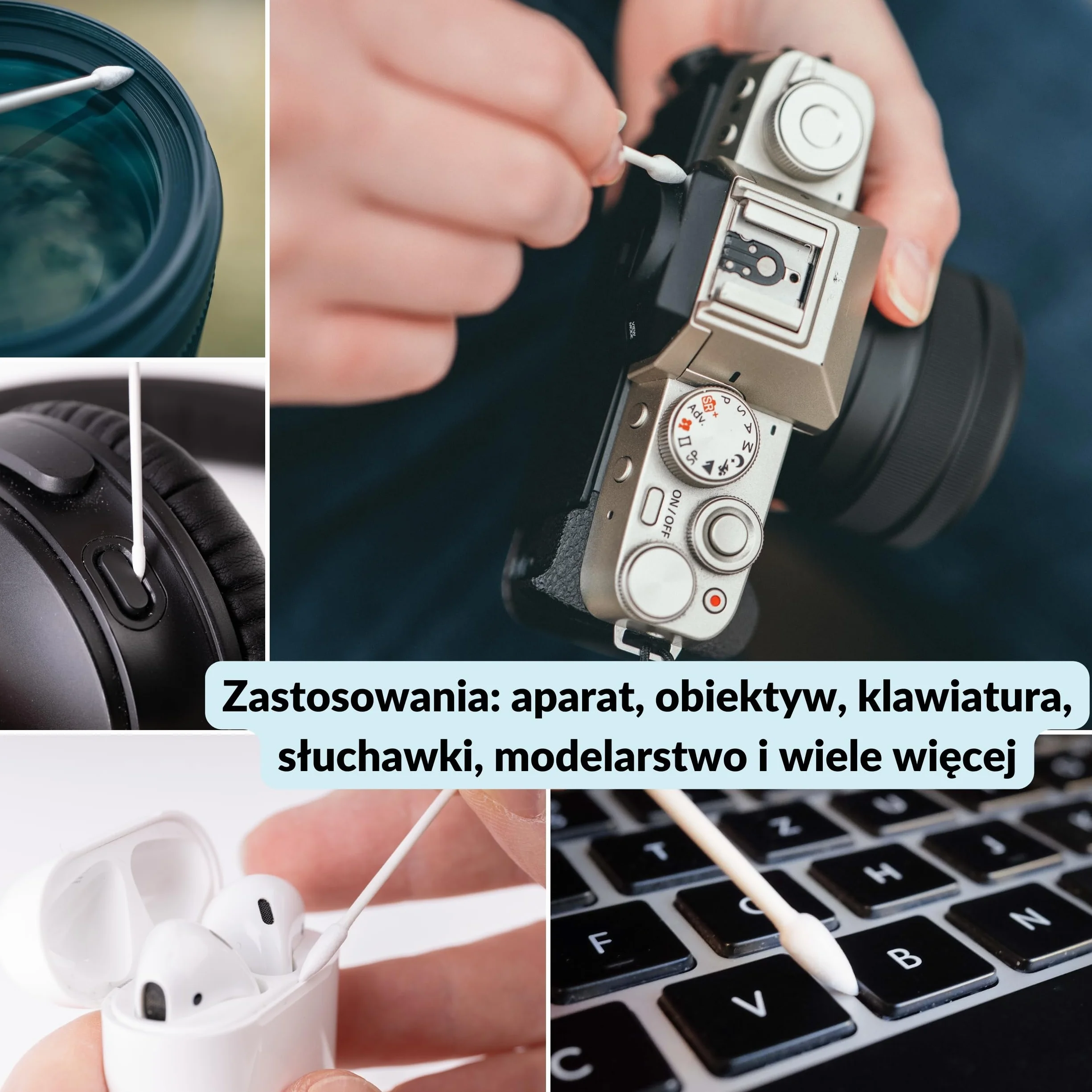 Lens-Aid Patyczki Czyszczące ze Szpicem – 50 sztuk (L) – Do Aparatu, Obiektywu, Klawiatury, Dronów i Modelarstwa – Precyzyjne Czyszczenie Szczelin i Wąskich Miejsc