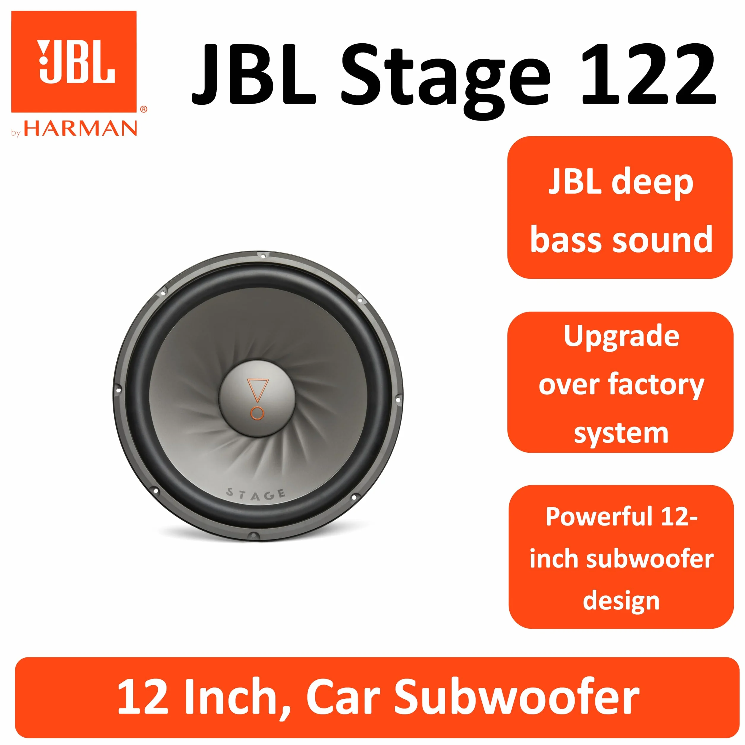 JBL Stage 122D – subwoofer samochodowy – 1000 W Harman Kardon Car HiFi system dźwiękowy Bass Box z cewką Dual 4 Ohm, 30 cm | 12 cali basów, czarny
