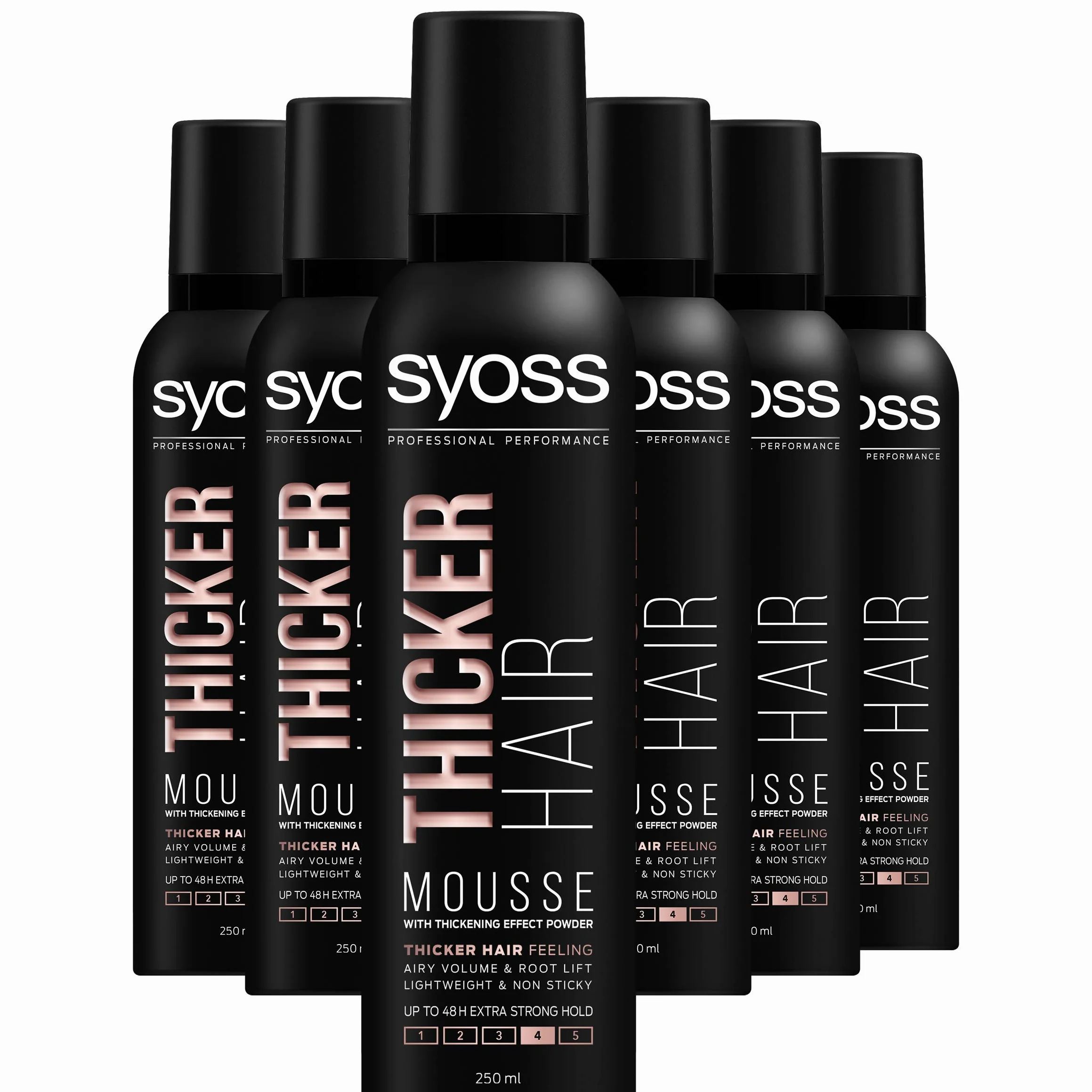 Syoss Thicker Hair mus do włosów, 250 ml, 6 sztuk