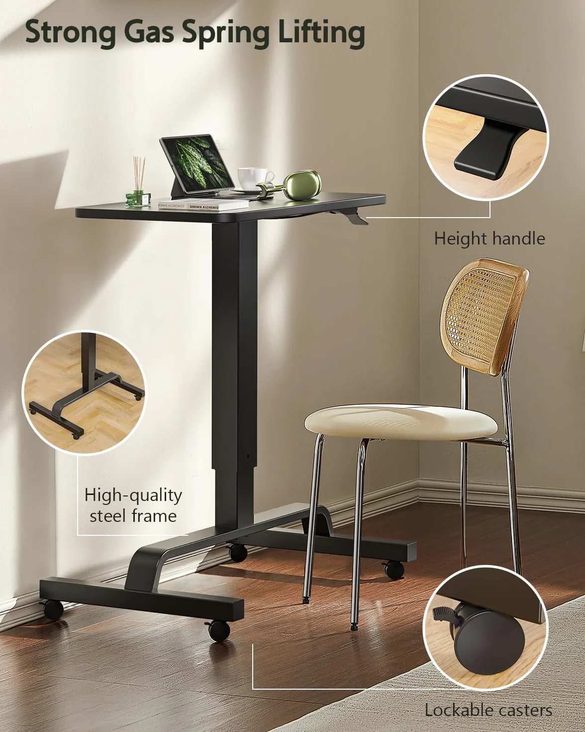 WALKINGDESK Biurko mobilne z regulacją wysokości 60 x 40 cm, białe