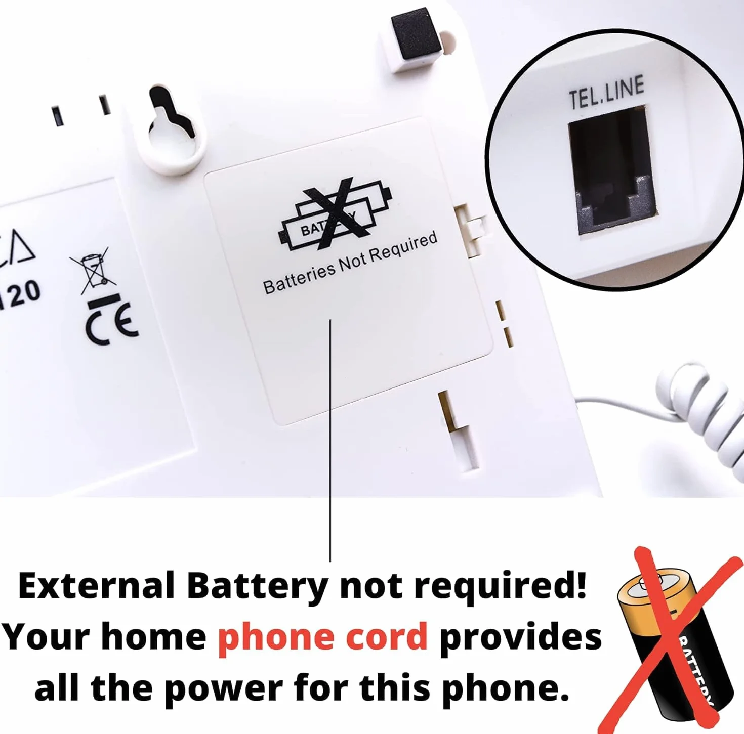 VOCA Big Buttontelefon dla osób starszych, wzmocniony CP130, zestaw głośnomówiący, kompatybilny z aparatami słuchowymi, głośny telefon dla niedosłuchowych i niedowidzących