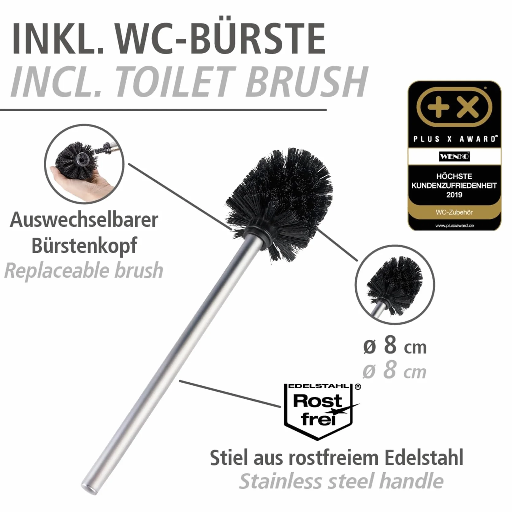 WENKO Stojący zestaw do WC Rivalta bambus, 18 x 70 x 23 cm, Naturalny/Biały/Czarny