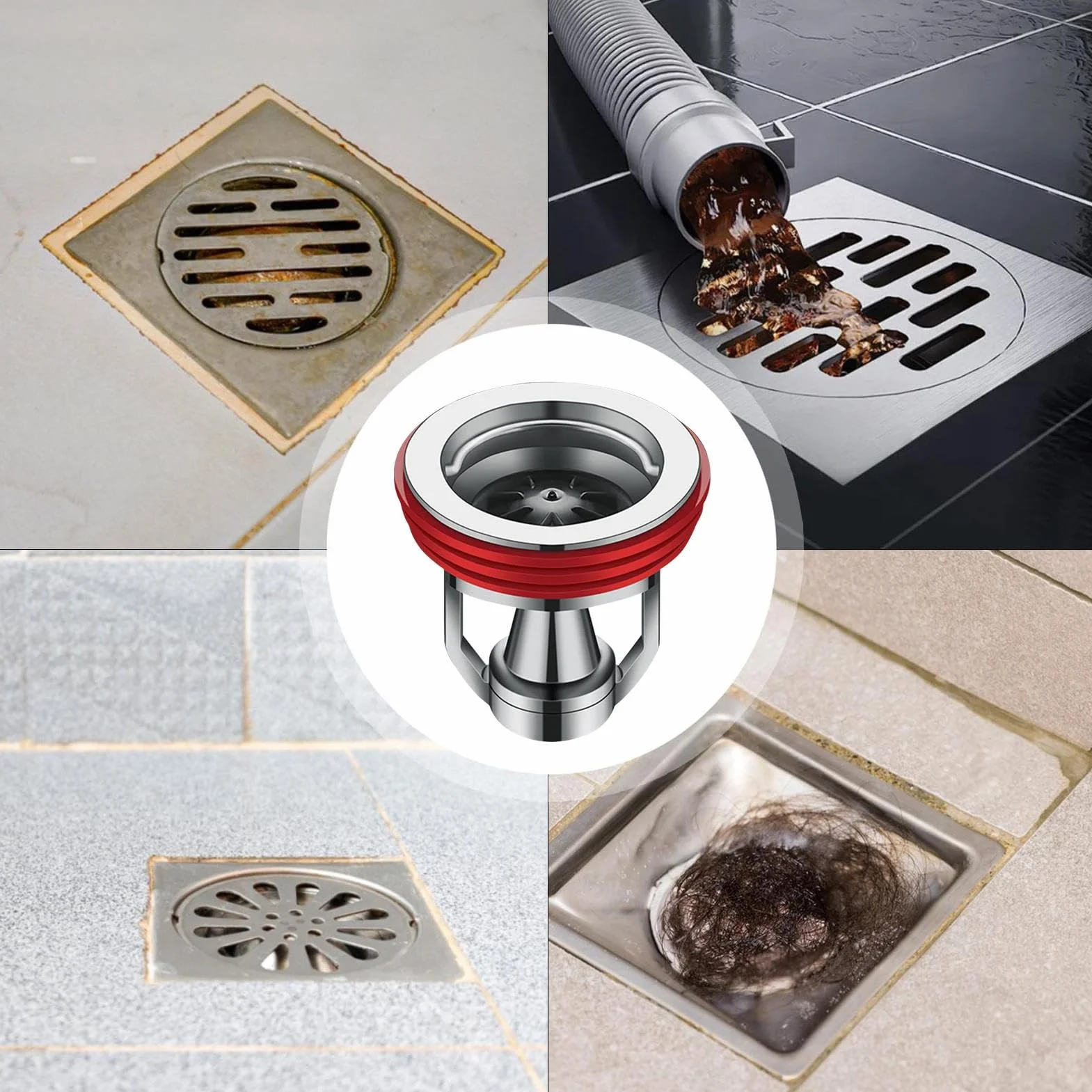 Shower Drain Cover Backflow Preventer 1.77x1.77 Inches Sewer Guard Filter