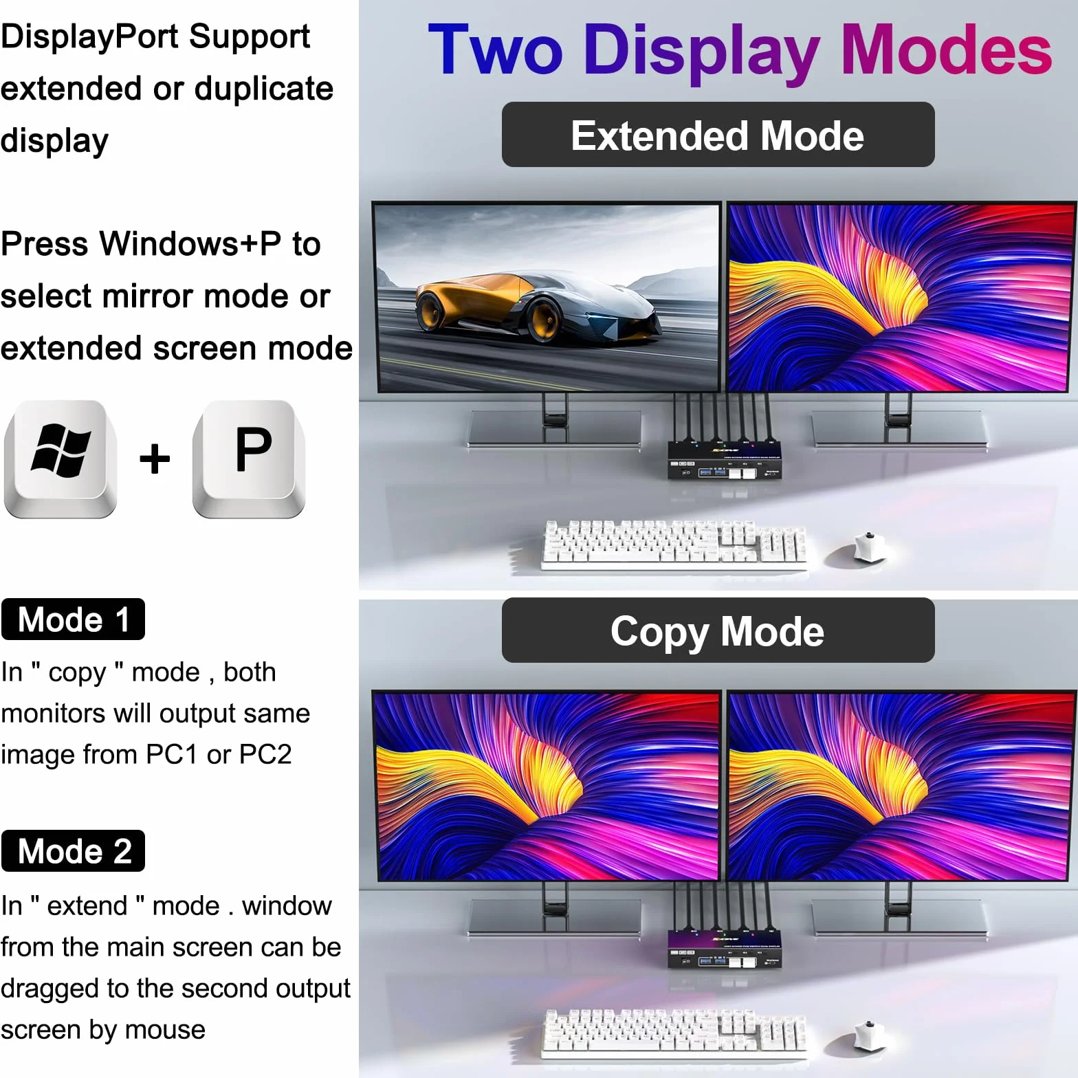 Przełącznik KVM HDMI 2 monitory 3 komputery 4K przy 60 Hz, symulacja EDID, podwójny monitor Przełącznik KVM dla 3 komputerów Udostępnij 2 wyświetlacze i 4 porty USB 3.0, przewodowy pilot i kable