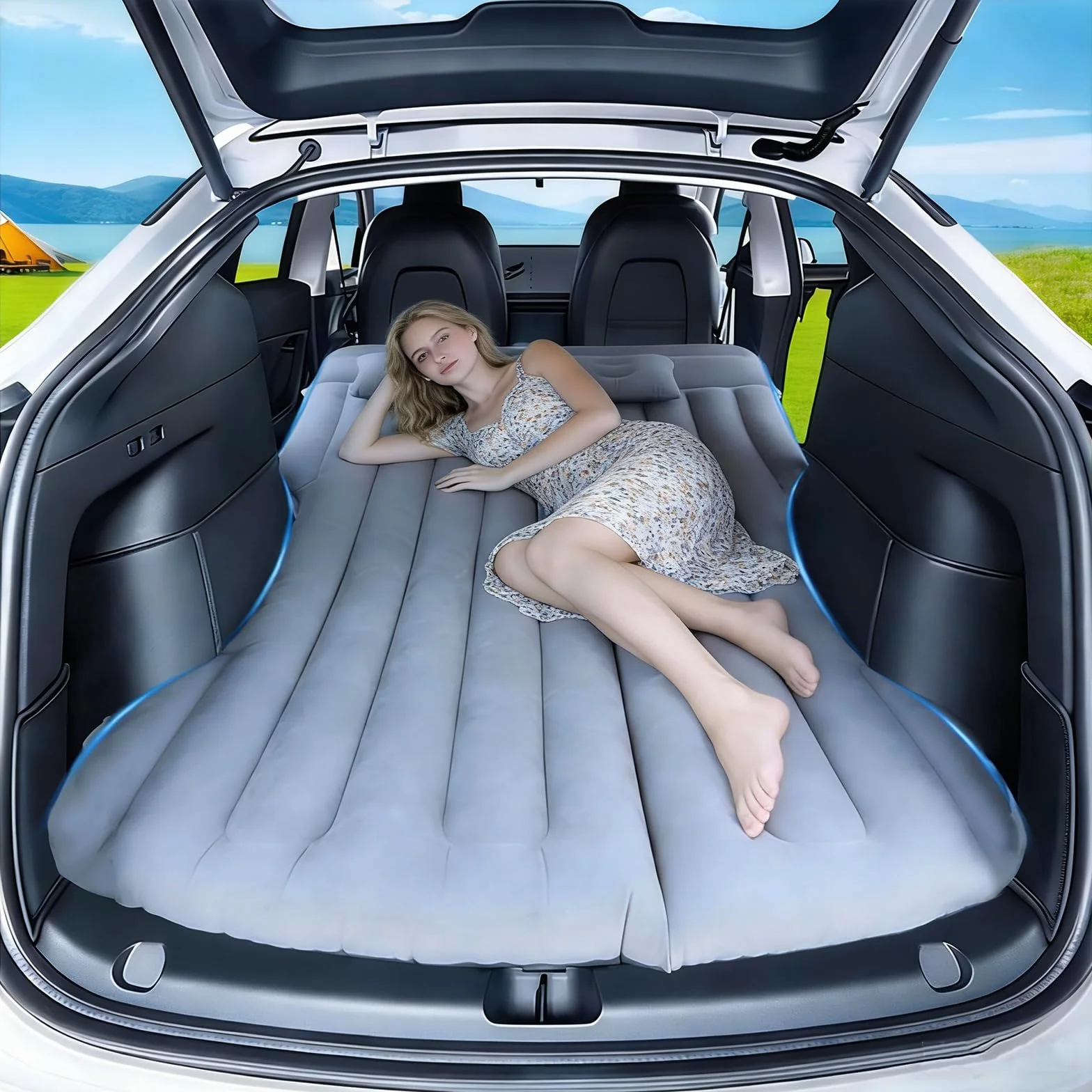 Materac dmuchany do samochodu 130x195x15 cm składany do modelu Y SUV bagażnika