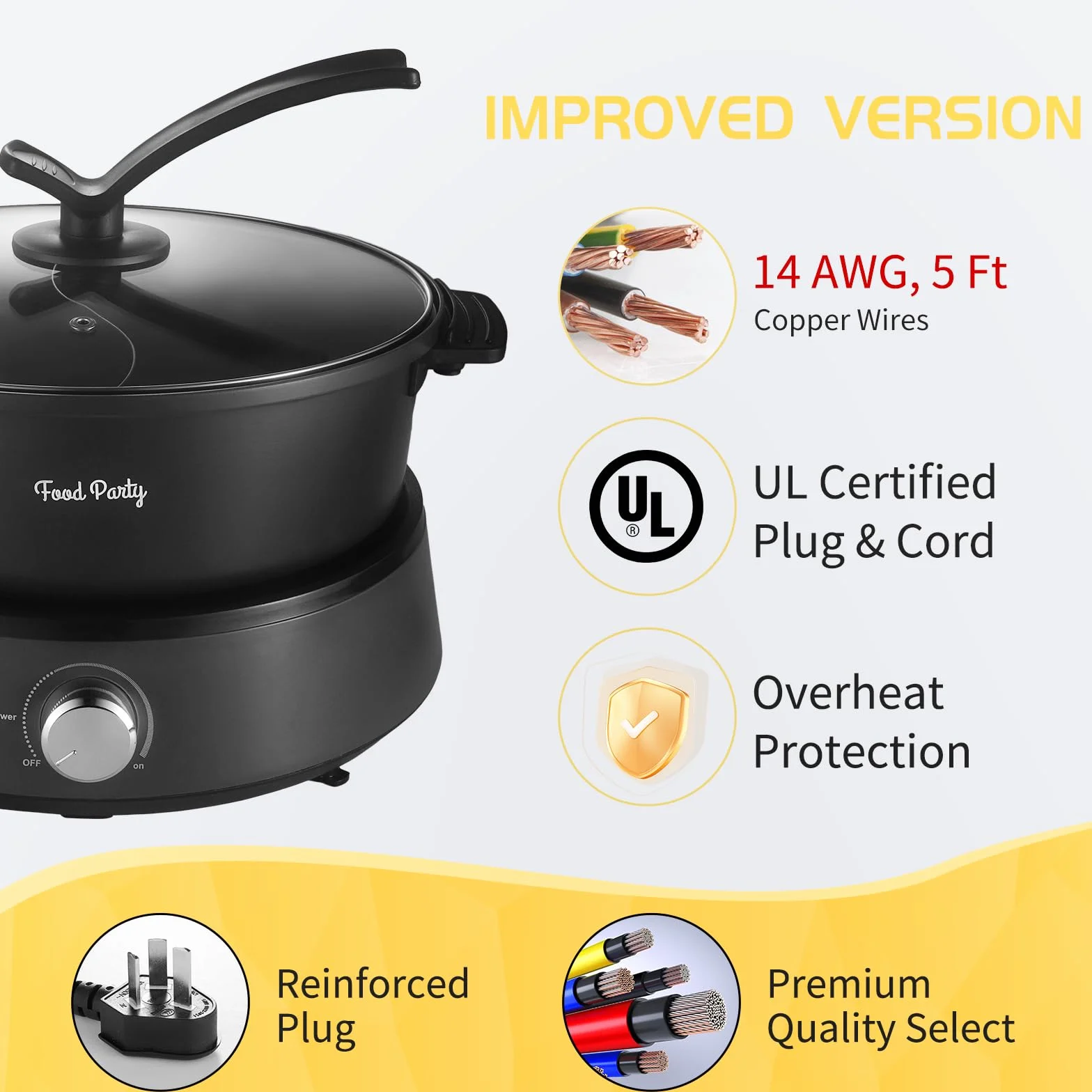 Elektryczny garnek do hot pot 4 l 1350 W 220 V dzielony dwustronny