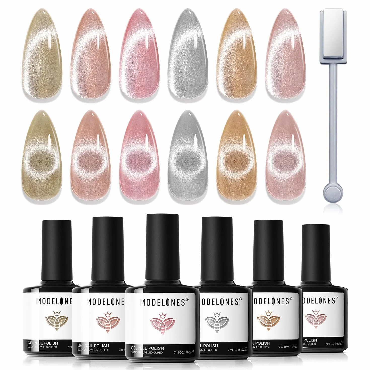 Modelones Cat Eye lakier do paznokci UV magnes 6 kolorów żel zdobienie paznokci Soak Off UV lakier