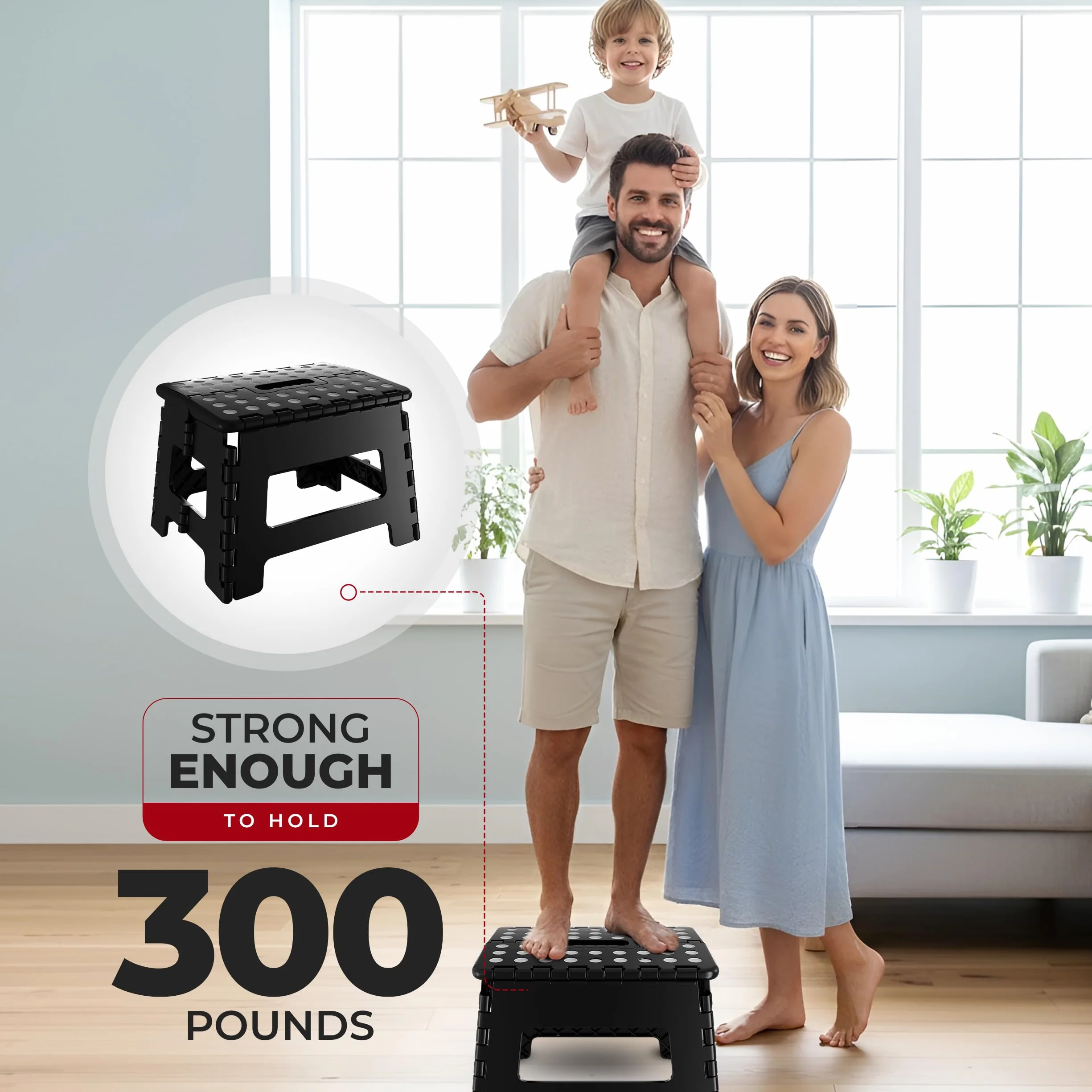 Utopia Home Składany Taboret Schodkowy 23 cm 136 kg Czarny 2 szt