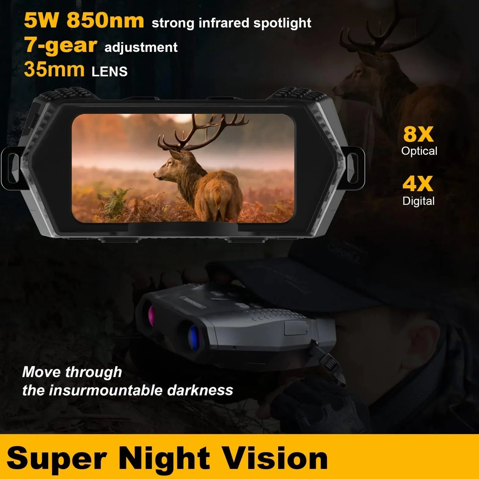 Night Vision Goggles, Noktowizor na podczerwień HD 10X Zoom obiektywu 4X Zoom cyfrowy Noktowizor na zewnątrz 1080P Cały czarny 600m Materiały myśliwskie
