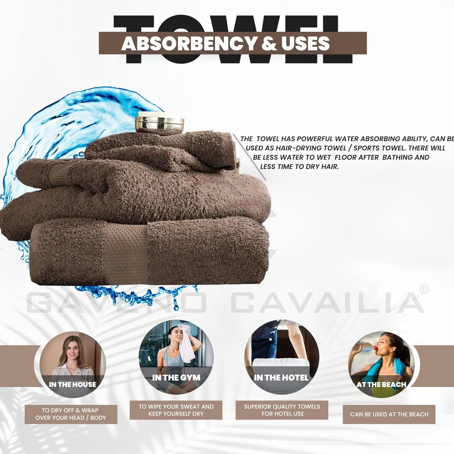GC GAVENO CAVAILIA Gaveno Cavailia bawełna egipska, gruba, chłonna, 700 g/m², Miami, 4 szt., wielbłądzi, ręcznik do rąk (50 x 85 cm)