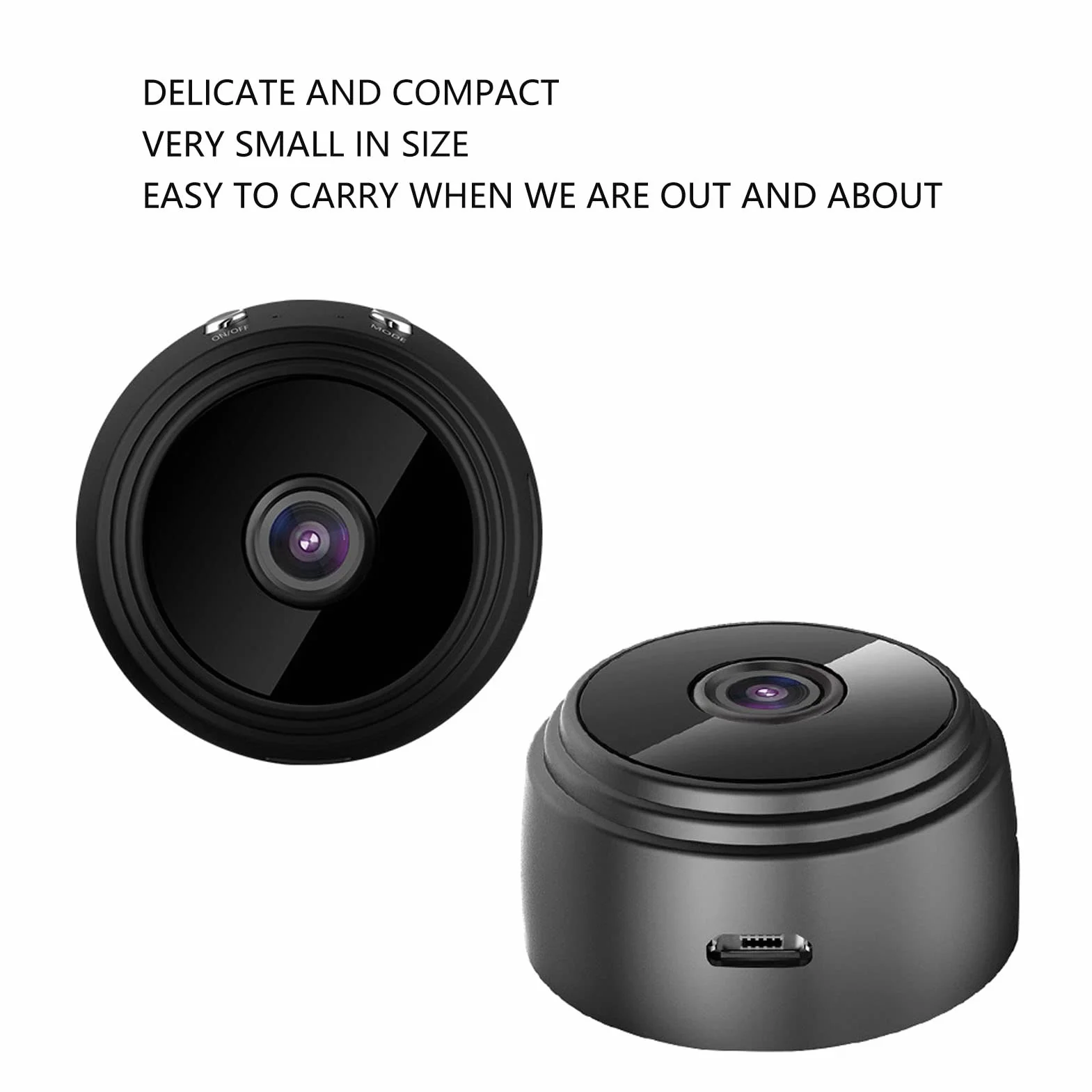 TOPINCN Bezprzewodowa kamera HD, mini bezprzewodowa kamera WiFi z magnetyczną tylną obudową do biura (czarna)