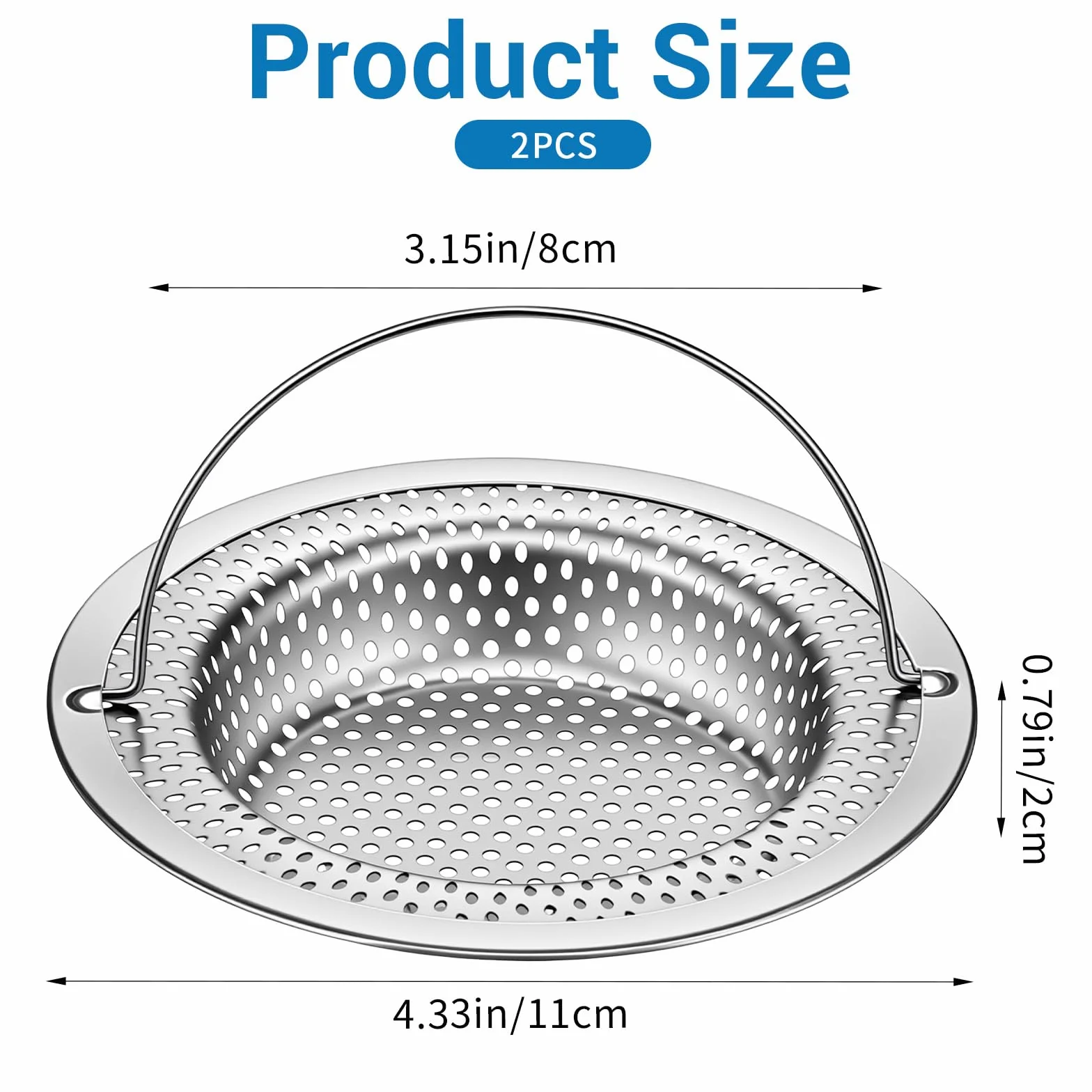 Sitko odpływowe ze stali nierdzewnej 11x8x2 cm do zlewozmywaka kuchennego 2 sztuki