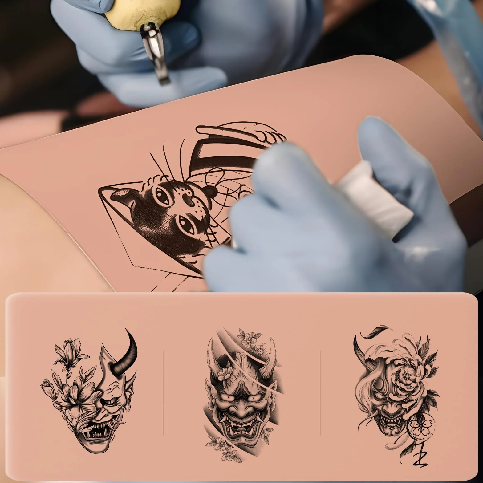EZ Tatuaż 3 mm skóra syntetyczna - 3 szt. (20 cm x 30 cm) miękki silikon A4 sztuczna skóra tatuaż materiały do tatuażu Inkster Tattoo (różowy)
