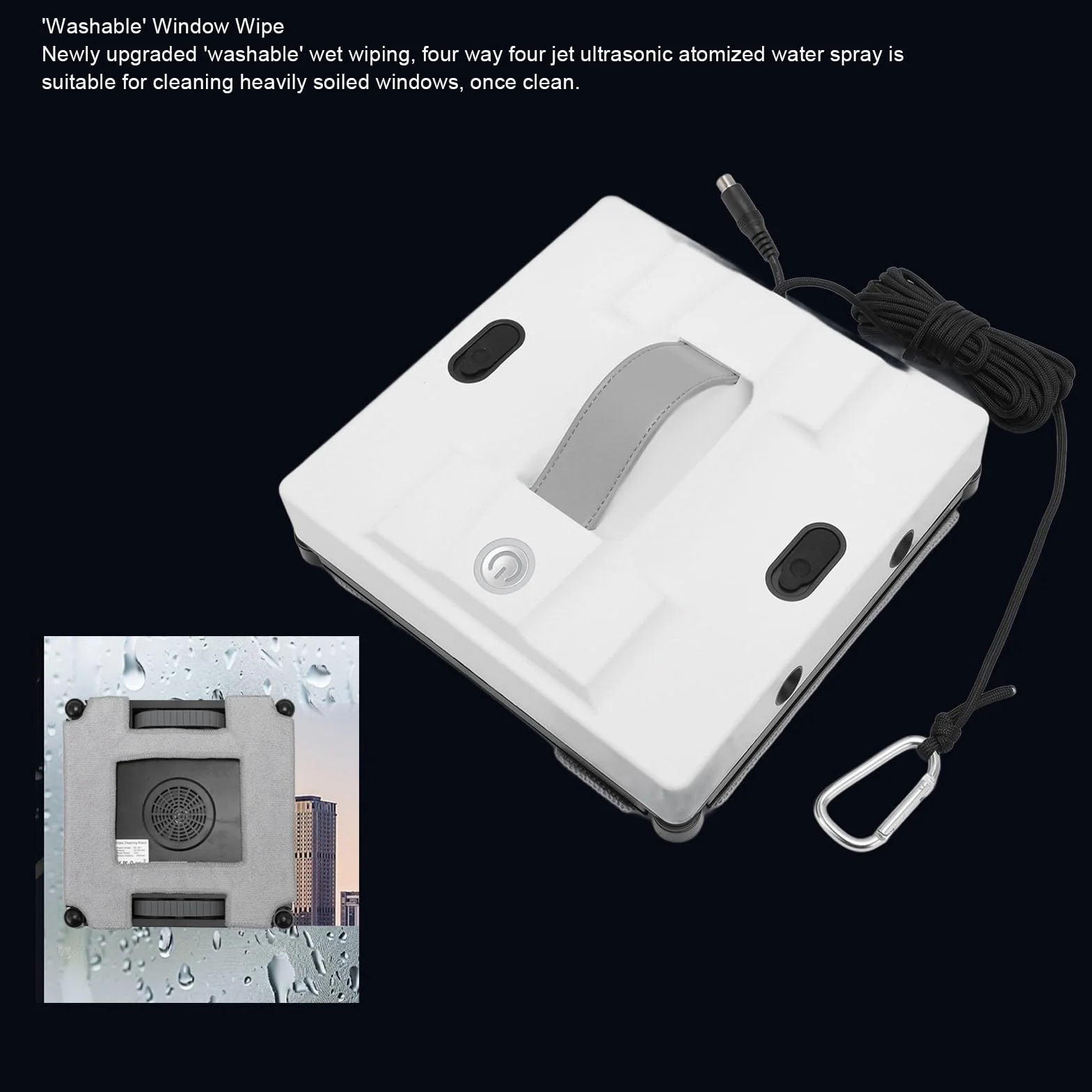 Luocute Robot Czyszczenia Okien, Zasilanie Ssące 5600PA, 4 Spray Wodne i Zaawansowane Czujniki, Automatyczny Robot Czyszczący Szkła z kontrolą (wtyczka UE 110~240V)