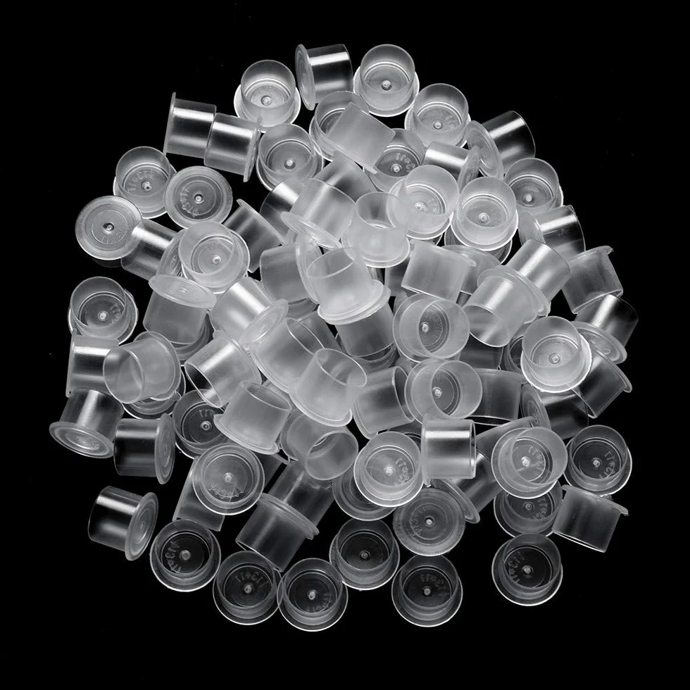 300 szt. Mały rozmiar Plastikowe kubki z tuszem Szerokie białe korki z tuszem Podstawa, 10x11mm S do tuszu do tatuażu, materiały do tatuażu.