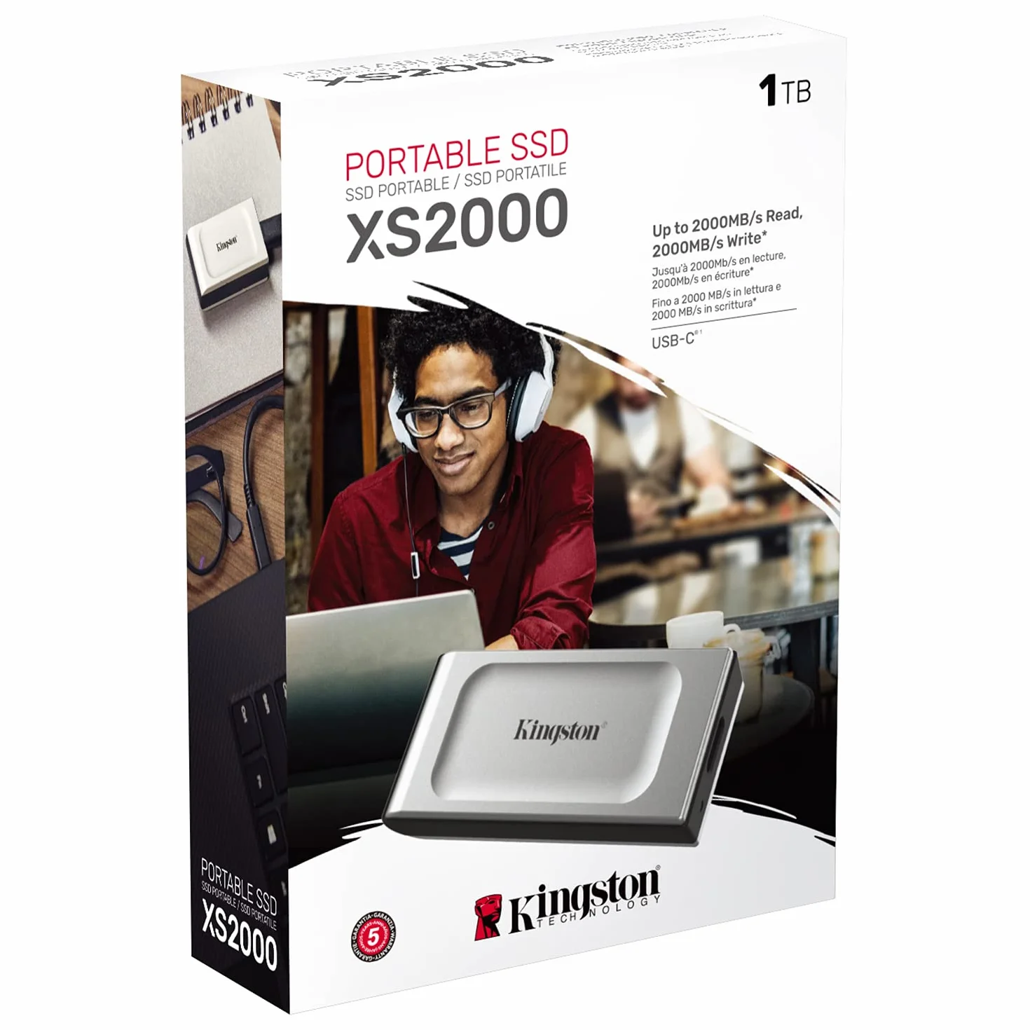 Kingston Xs2000 SXS2000/1000G Przenośny Dysk Ssd, Czarny/Srebrny, 1000 GB