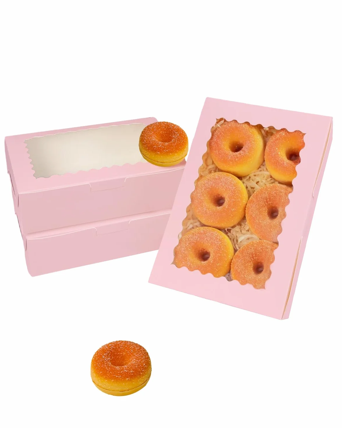 Pudełko na ciastka z okienkiem 22,86 x 15,24 x 6,35 cm różowe 15 sztuk