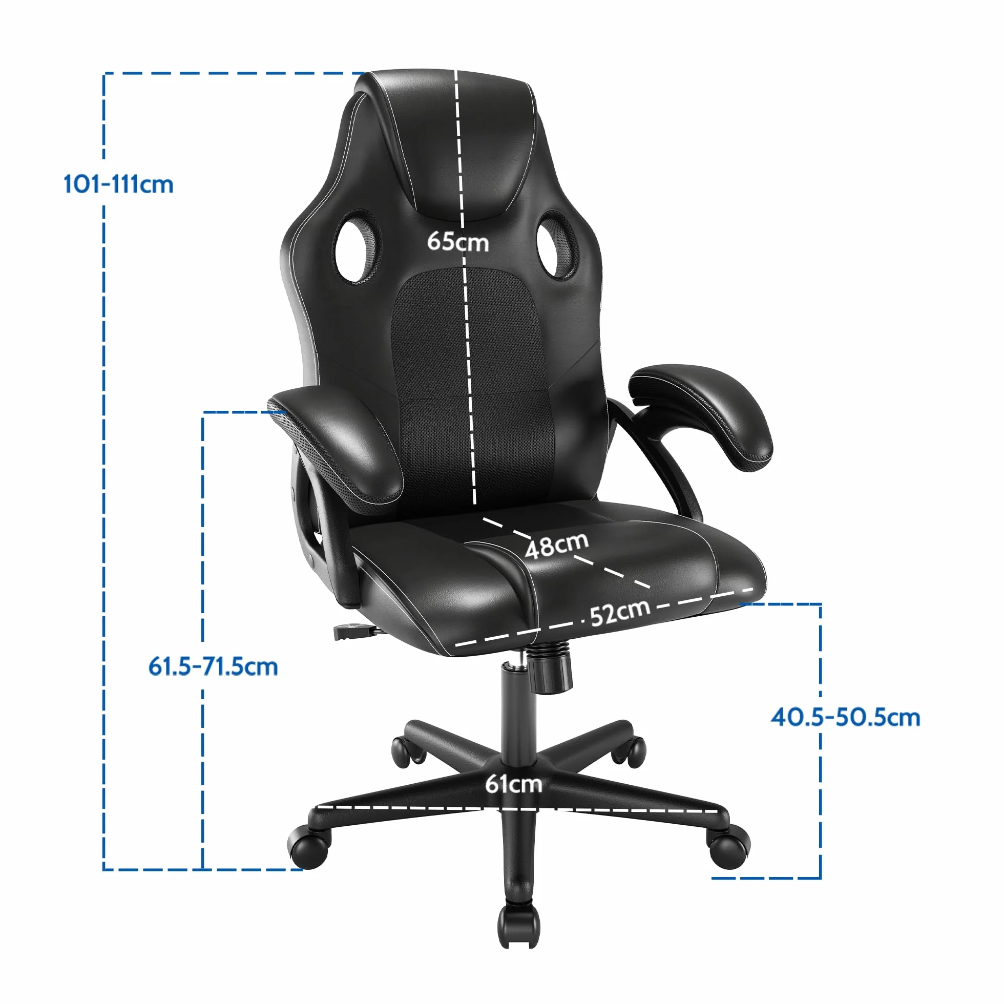 play haha. krzesło gamingowe biurowe obrotowe ergonomiczne krzesło konferencyjne podparcie lędźwiowe skóra PU regulowane krzesło robocze (Czarny)