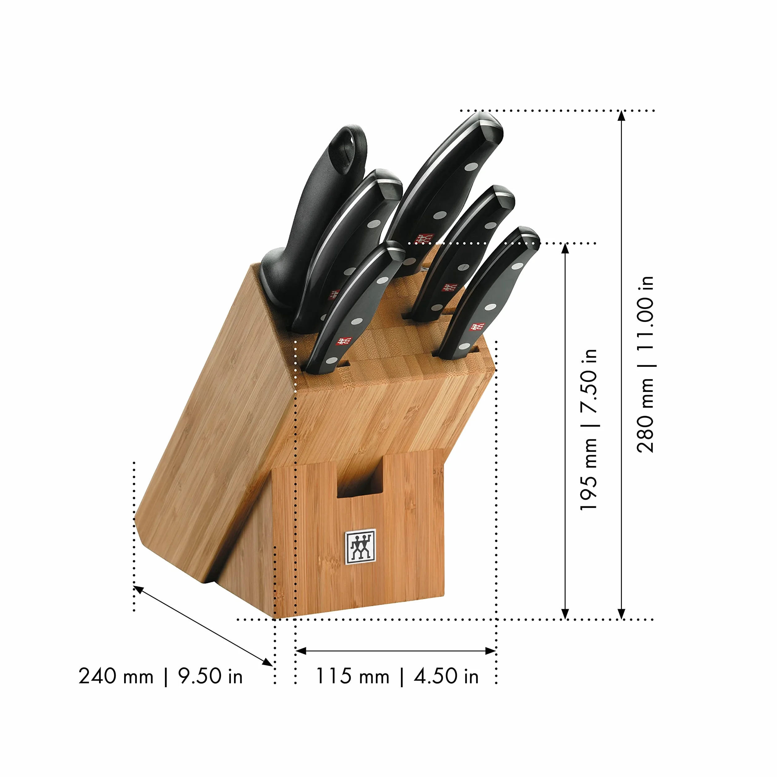 ZWILLING Twin Pollux Messerblock 7-tlg. Bambusblock rostfreier Spezialstahl