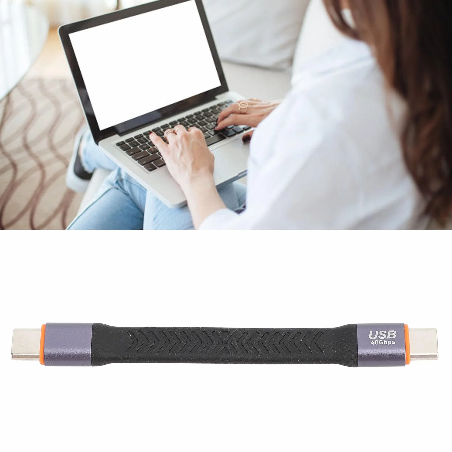 Krótki Kabel USB C do USB C, USB3.2 Gen2 Typ C z Męskiego na Męskie Kabel do Transmisji Danych 40 Gb/s FPC Elastyczny Kabel do Laptopa