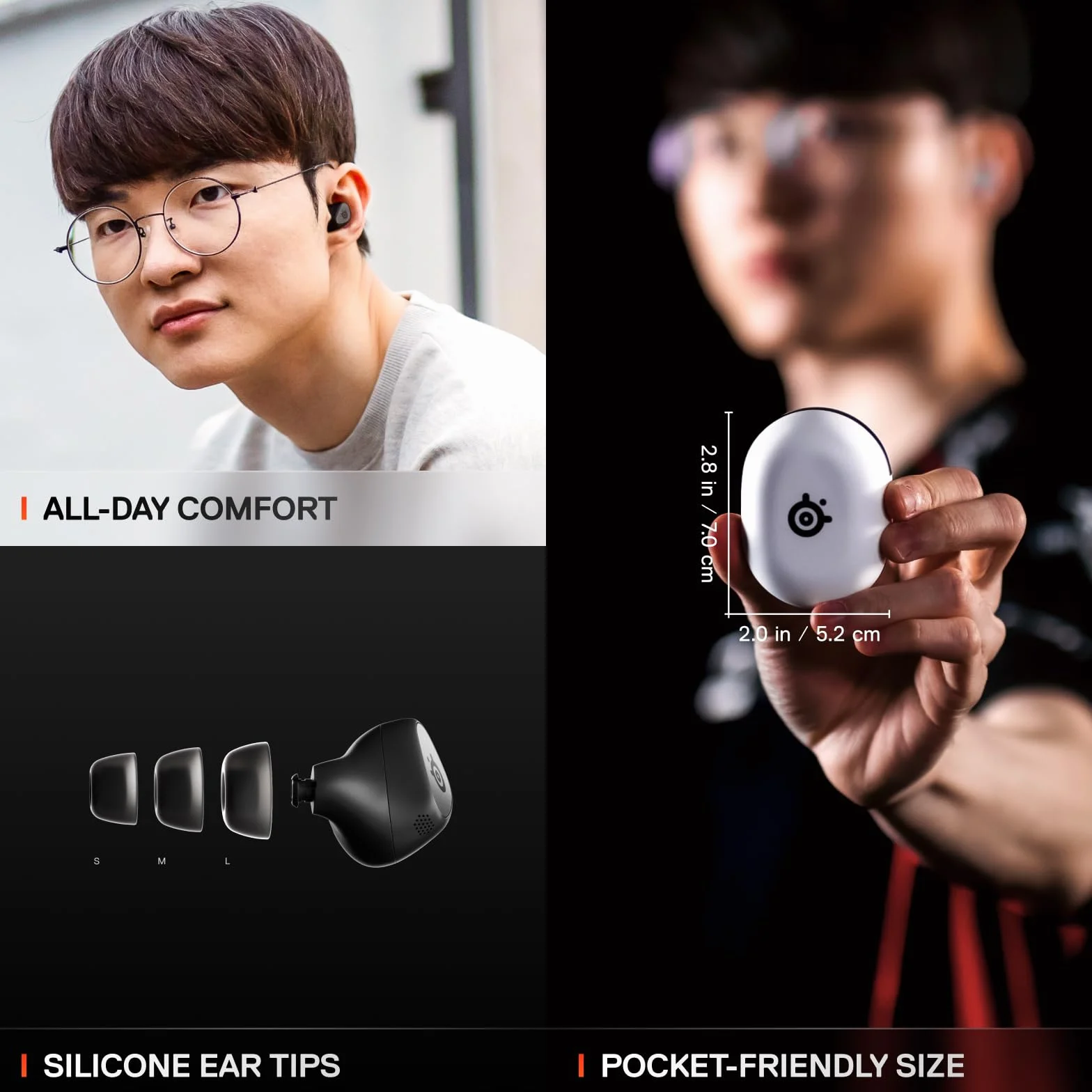 SteelSeries Arctis GameBuds do PlayStation, Bezprzewodowe Słuchawki Douszne do Gier, 2,4 GHz+BT 5.3, ANC/Przezroczystość, Bateria 40 godz., Ładowanie Bezprzewodowe, PS5, PC, Switch, Smartphone