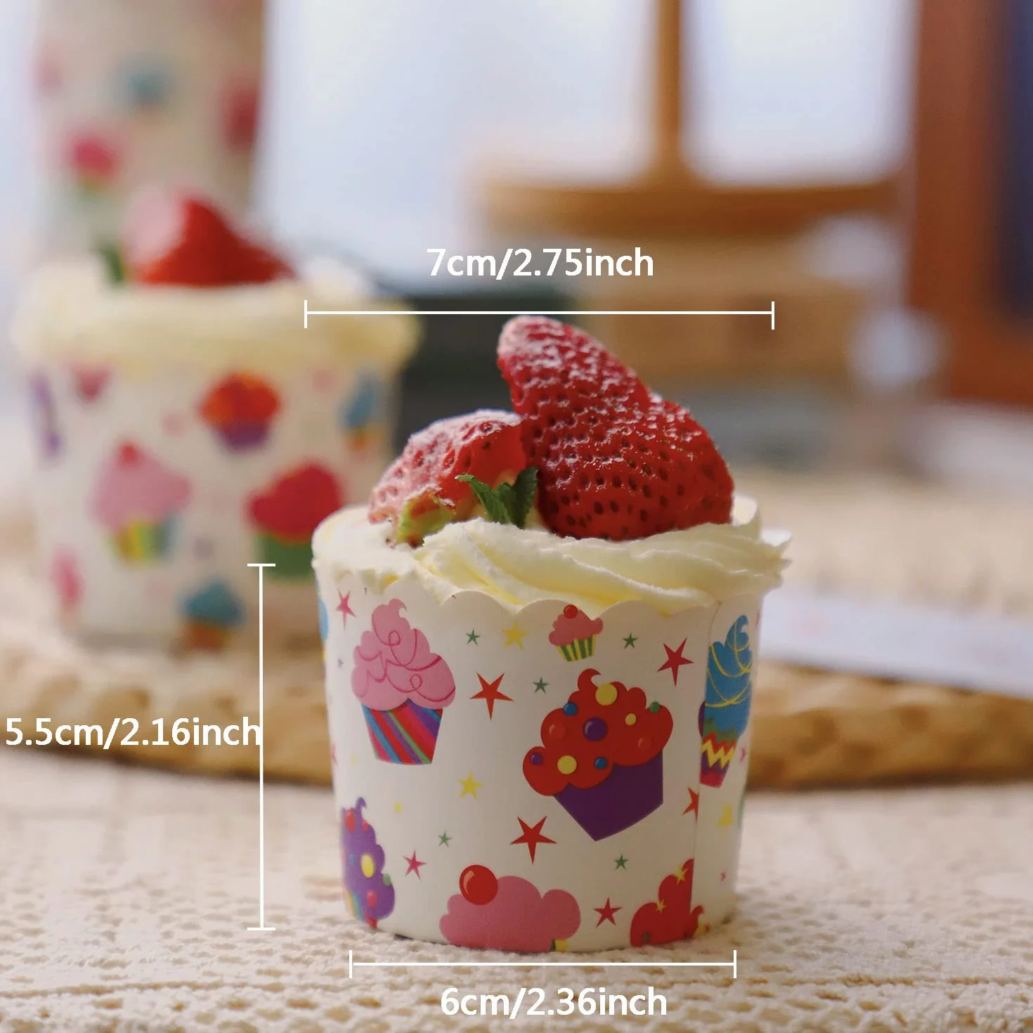 Mix und Match; koszyk na ciasto, na urodziny, wieńce, wesela i imprezy, duży Ø 6 cm, 4 kolory (100 sztuk w opakowaniu)