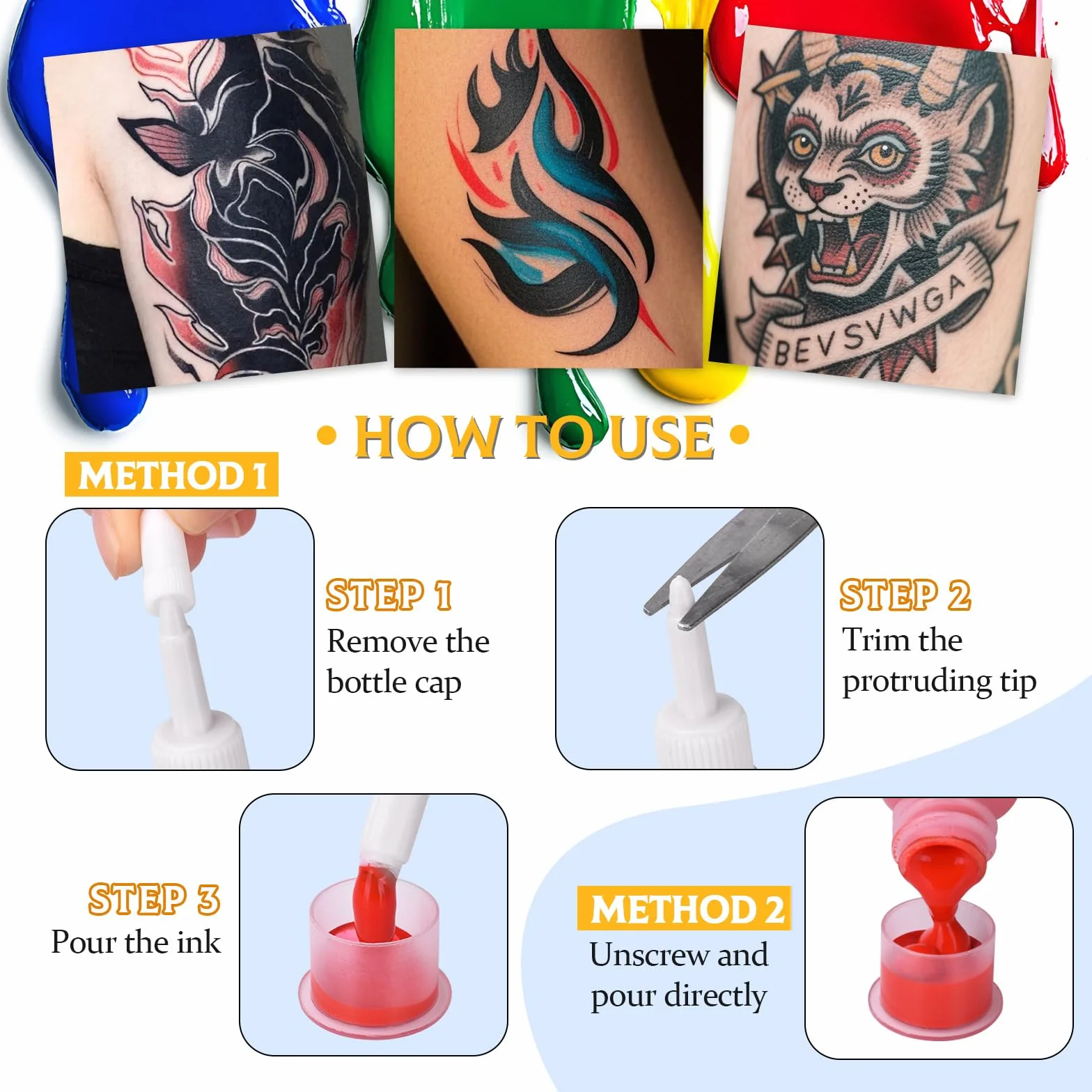 ATOMUS Zestaw do tatuażu Poke Pen Kit Home Tattoo Tool Kit z 14 kolorami tuszu, igieł, do ćwiczeń, skóry, maty stołowe, kubek atramentowy, papier transferowy