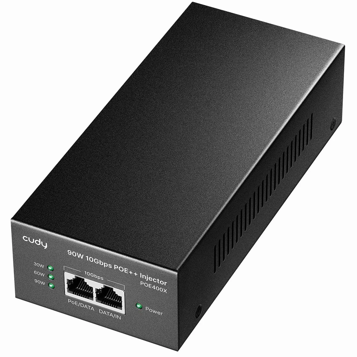Cudy Adapter wtryskiwacza POE400X 90W 10G Ultra PoE++, zgodny z 802.3bt /802.3at/802.3af, zasilacz Ultra do 90 W, ekranowany RJ-45 10 Gb/s, Plug & Play, metalowa obudowa