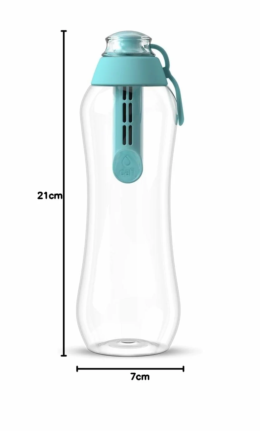 DAFI Butelka filtrująca Soft 500 ml Miętowa - Wymienny filtr węglowy - - Bez BPA, Usuwa smak i zapach chloru - Idealna do szkoły, pracy, na siłownię - Szczelny korek, Wyprodukowana w Europie