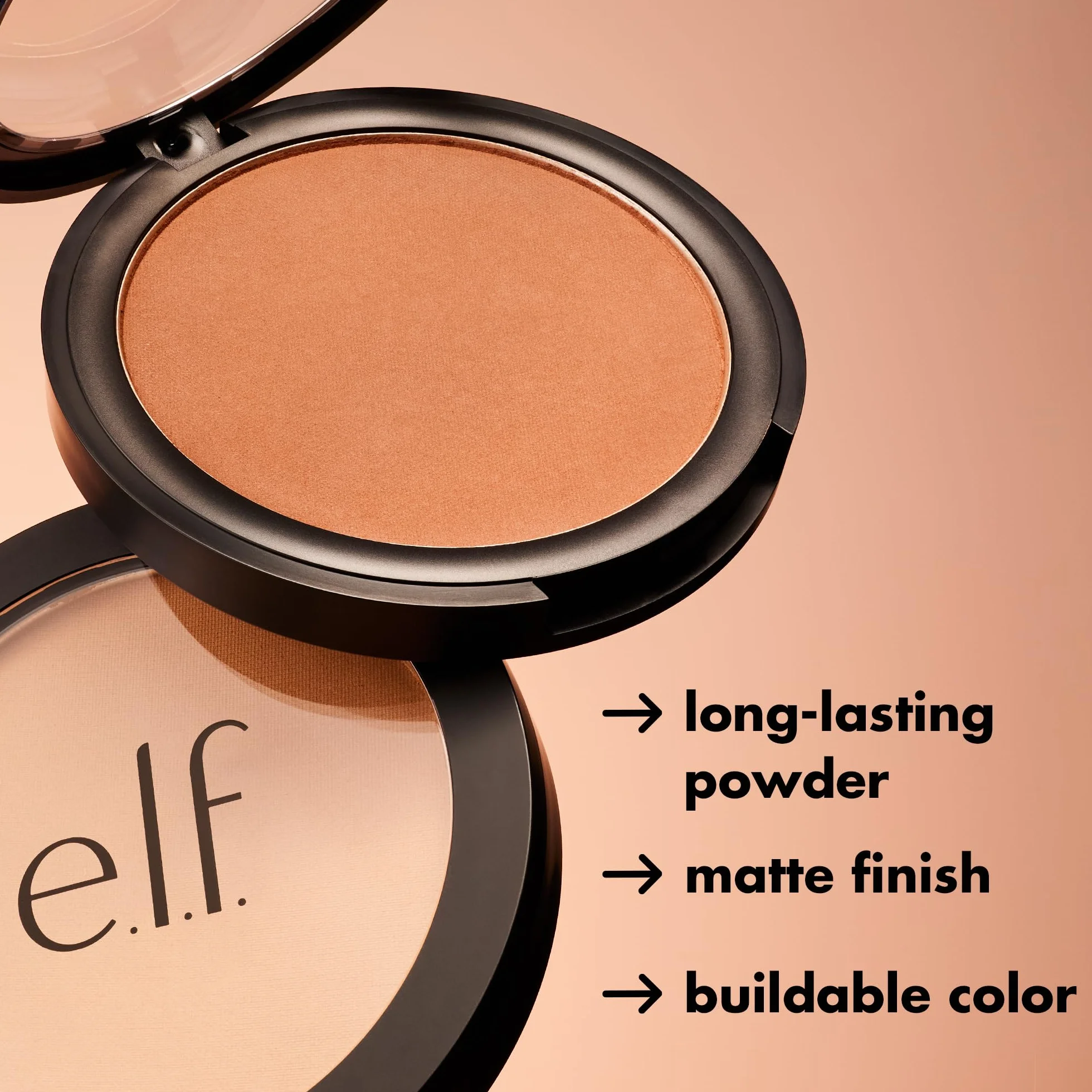 e.l.f. Primer-Infused Bronzer, długotrwały i odporny na budżet makijaż, lekki i składany, gładki i łatwy w użyciu, wegański i nietestowany na zwierzętach, Tan O' Clock