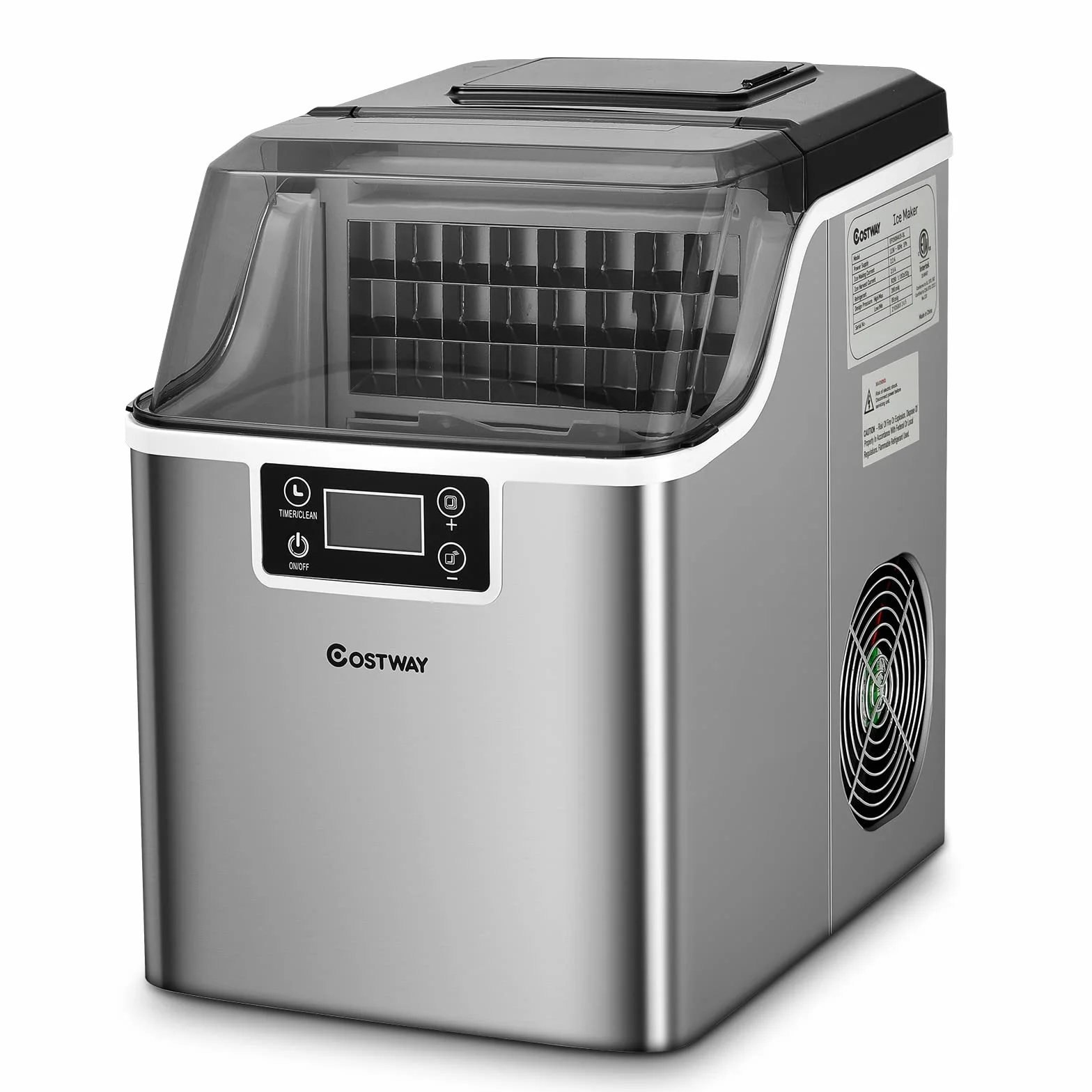 COSTWAY Kostkarka do lodu 3,2L, 24 kostki w 15 min, 18kg/24h, wyświetlacz LCD