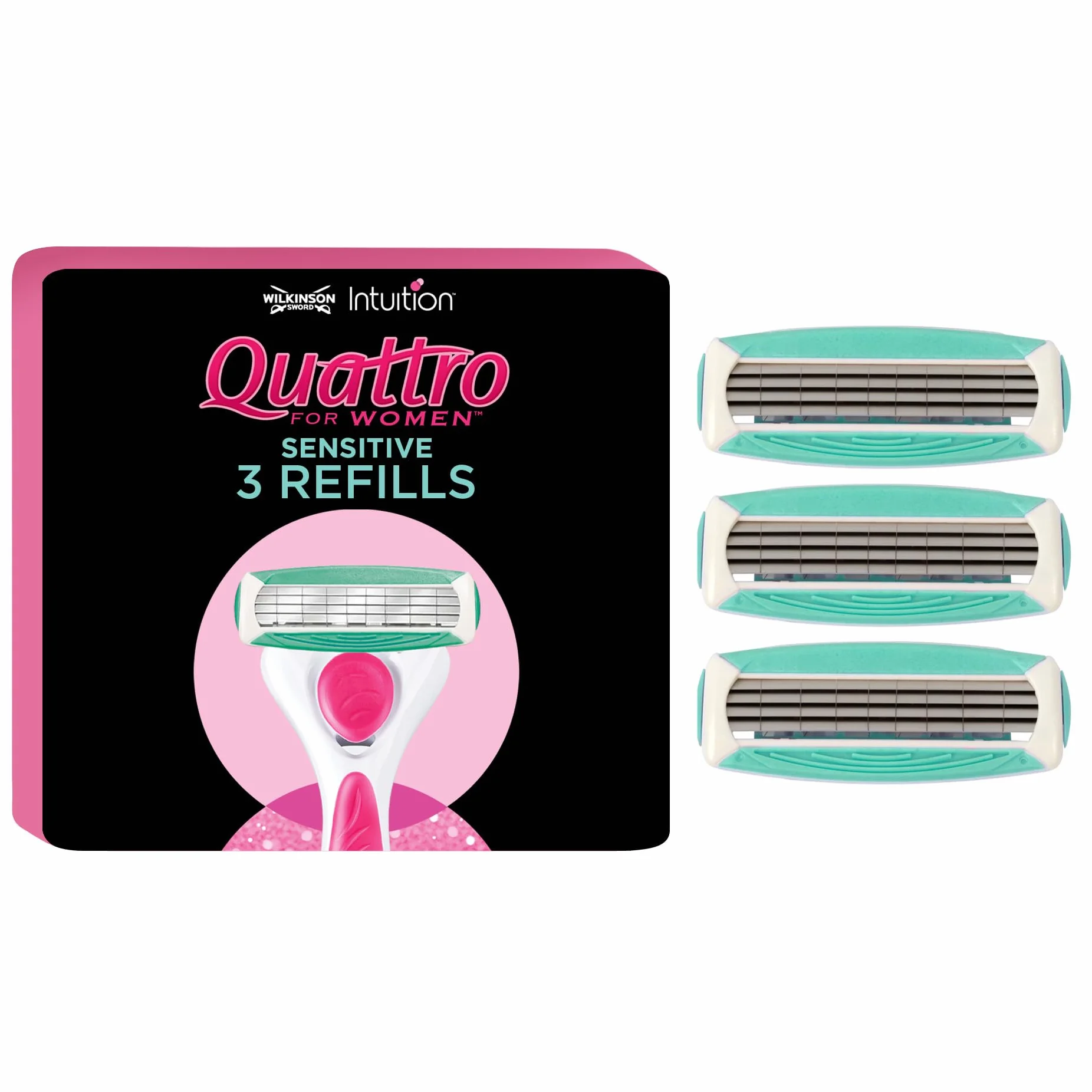 Wilkinson Sword Quattro for Women Sensitive ostrza do golenia dla kobiet, 3 szt