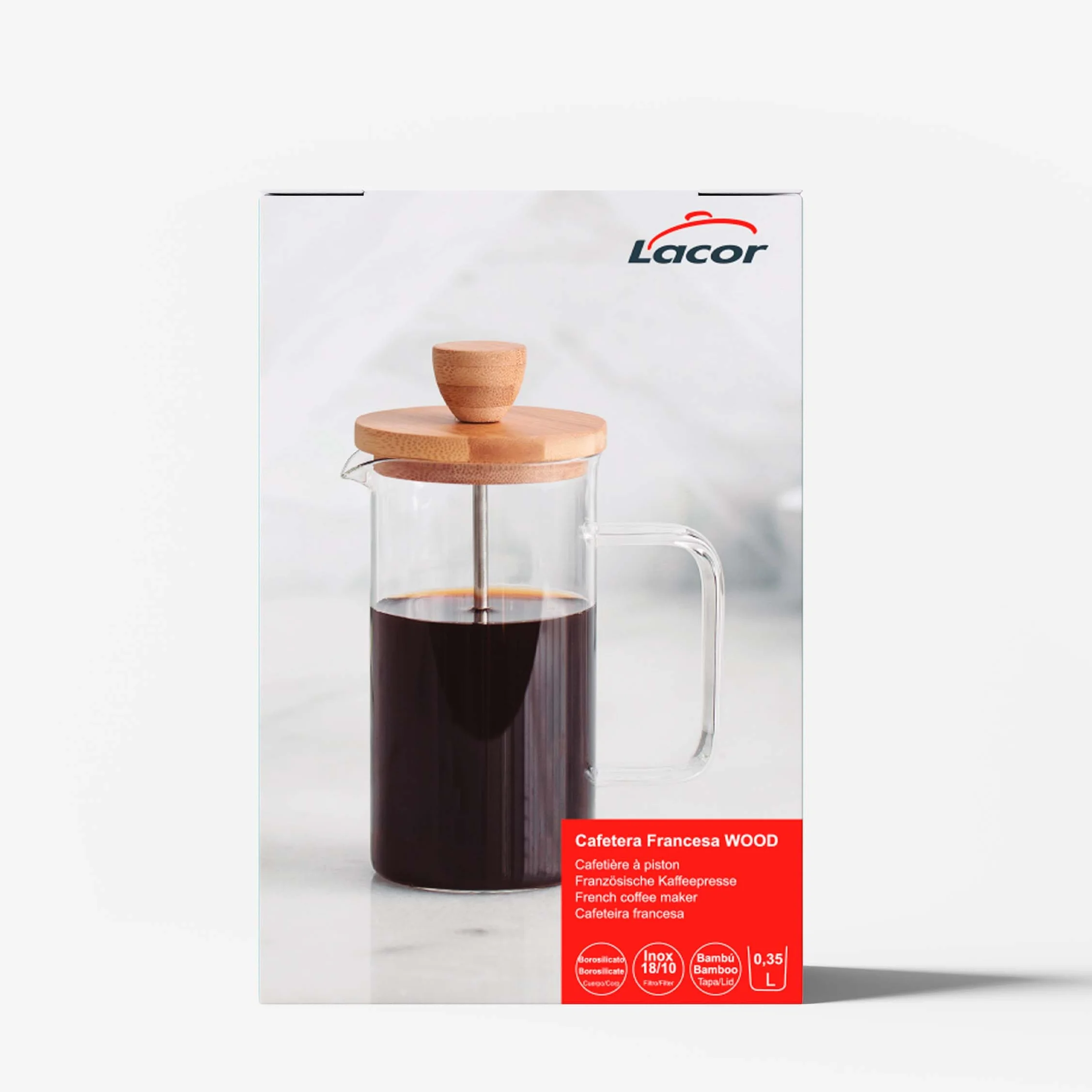 Lacor 62163 francuski ekspres do kawy z tłokiem, drewno, 0,35 l