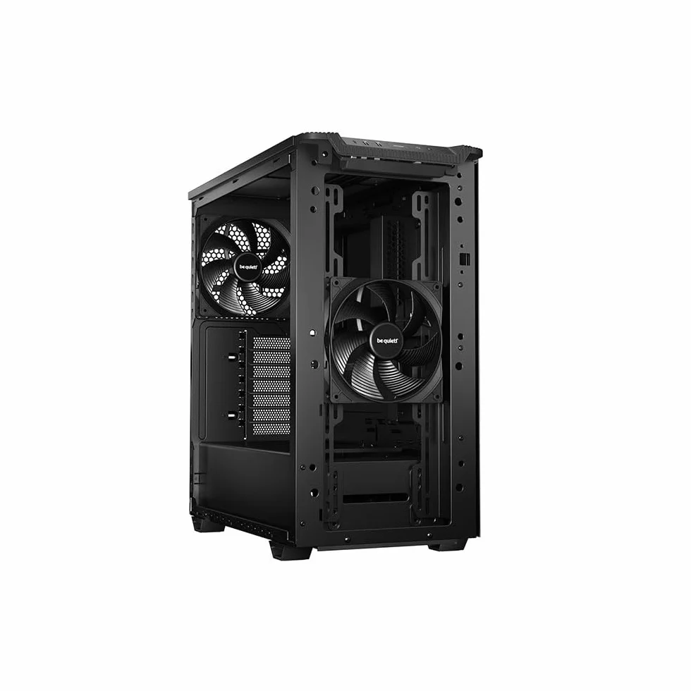be quiet! Pure Base 501 Airflow Black obudowa PC, 2 fabrycznie zainstalowane wentylatory Pure Wings 3 140 mm PWM, wysokie ciśnienie statyczne, pojemna konstrukcja, kompaktowe wymiary, USB 3.2