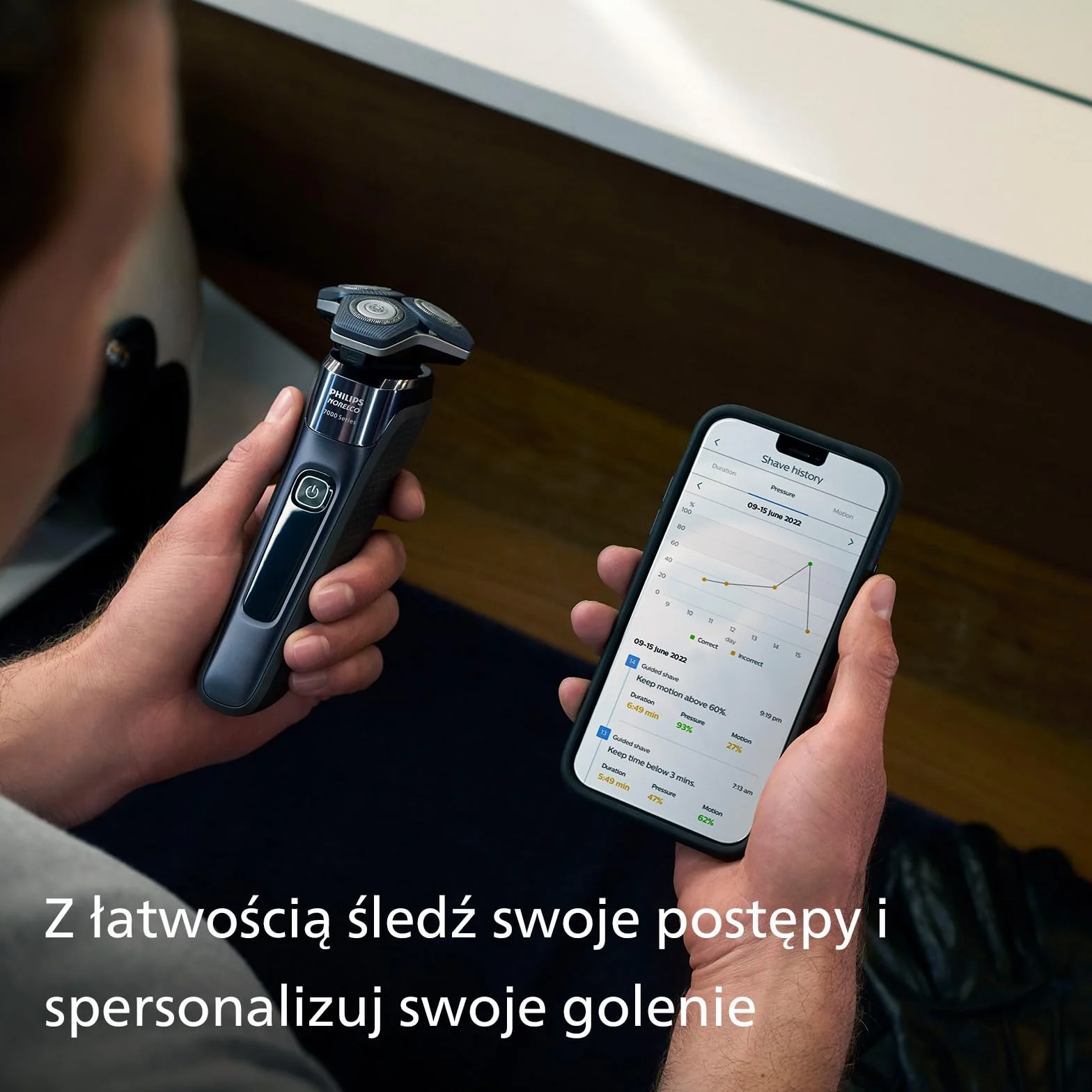 Golarka elektryczna Philips Series 7000 do golenia na mokro i na sucho z technologią SkinIQ, zintegrowanym trymerem, podkładką ładującą, etui podróżnym i szczotką do czyszczenia (Model S7887/35)