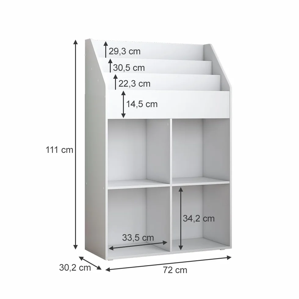Vicco Półka dla dzieci Conny Biały 72 x 111 cm z 4 półkami