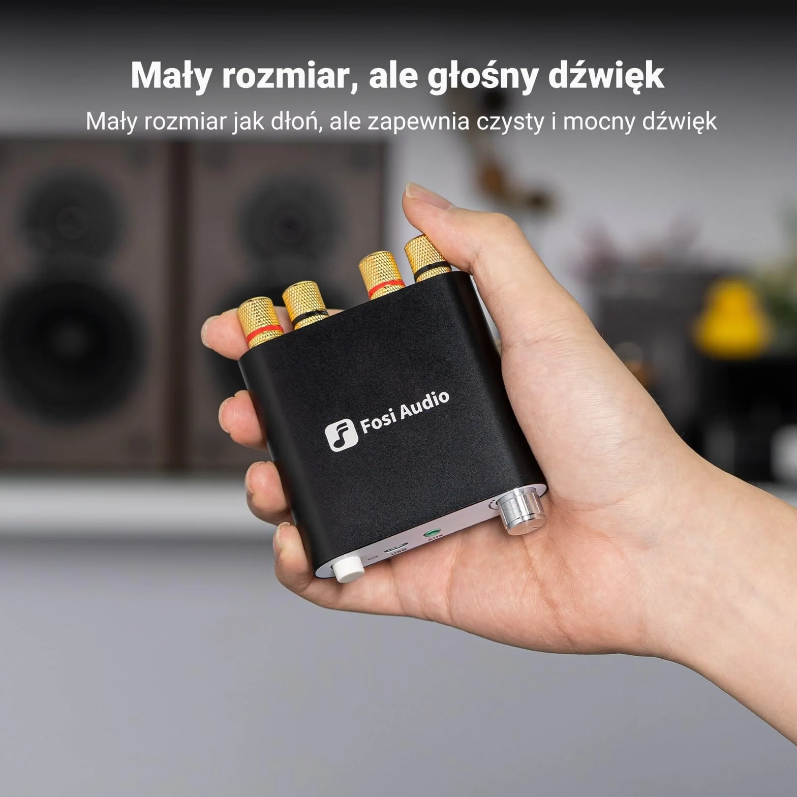 Fosi Audio ZK-1002D Mini Wzmacniacz Audio Bluetooth, Wzmacniacz Stereo HIFI 100 W x2 z Wejściem Bluetooth/AUX/USB, 2-Kanałowy Podwójny Wzmacniacz Mocy TPA3116D2