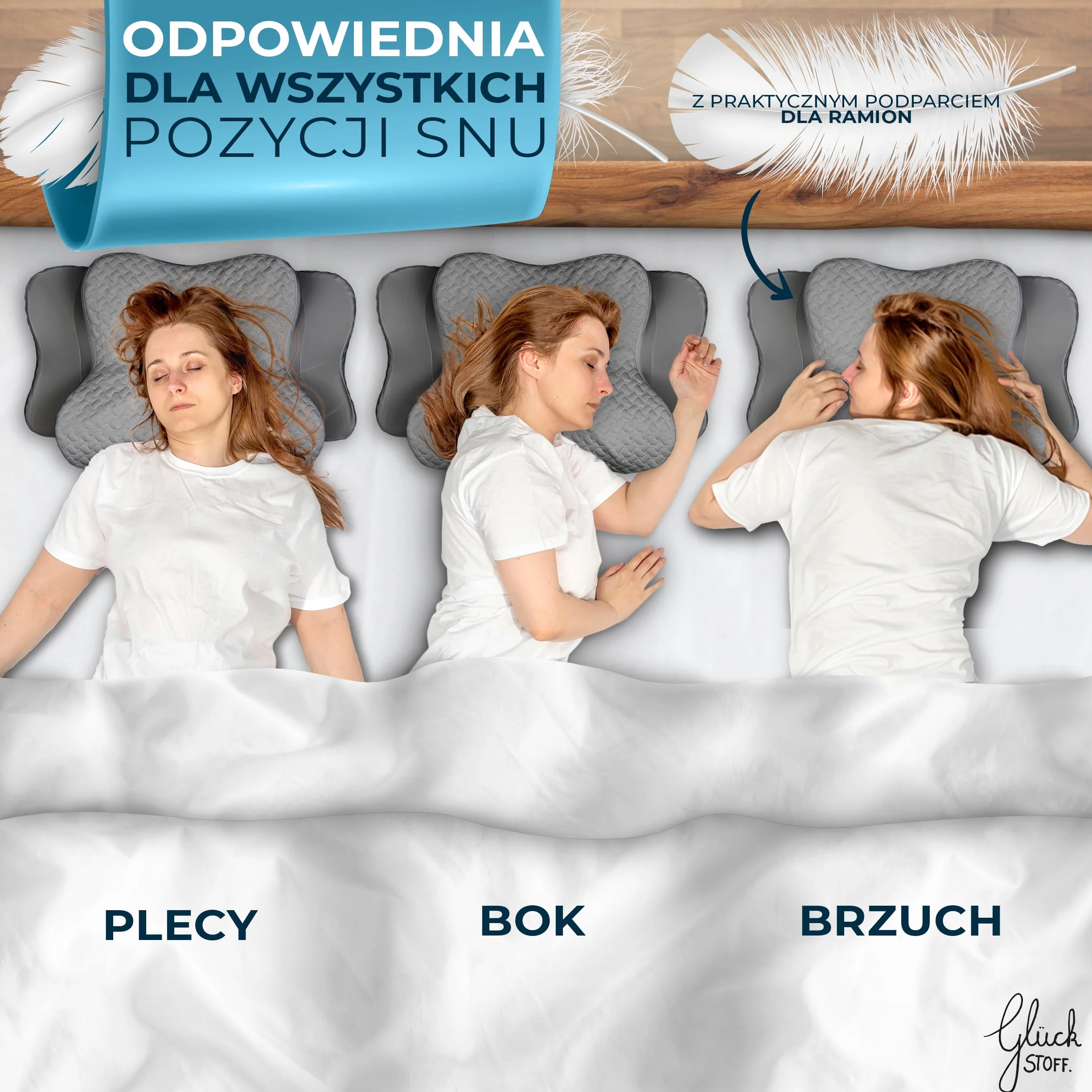 GLÜCKSTOFF Memory Foam Poduszka Ergonomiczna Miękka Oddychająca z Pokrowcem z Bambusa