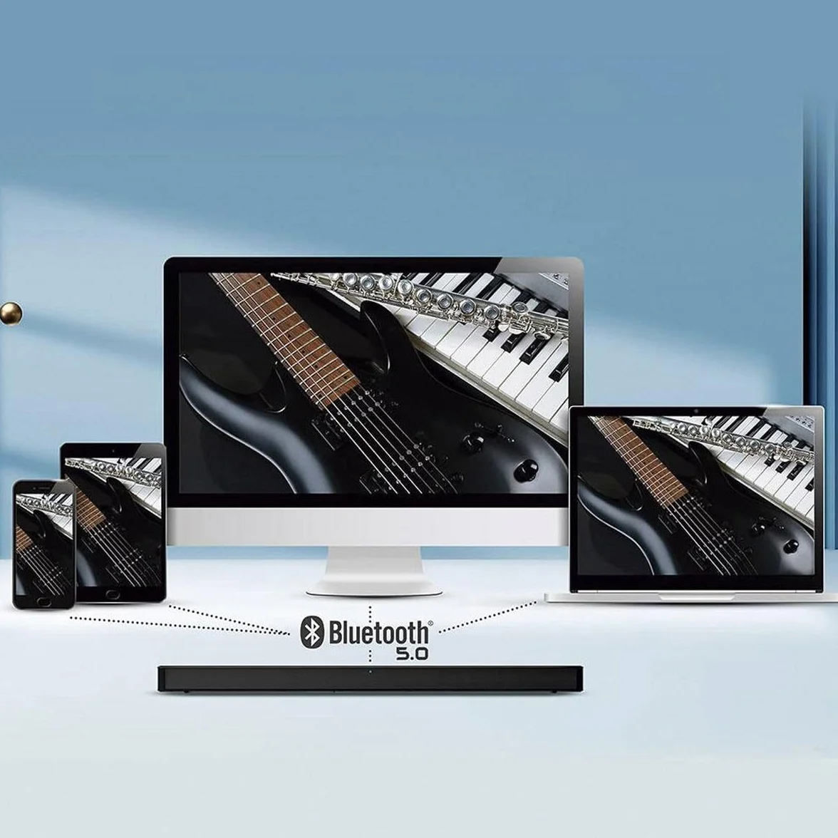 Hisense HS205G Soundbar 2.0, 120W, obsługuje Dolby Digital i DTS Virtual:X, Bluetooth, HDMI, USB, Optyczne wejście Audio
