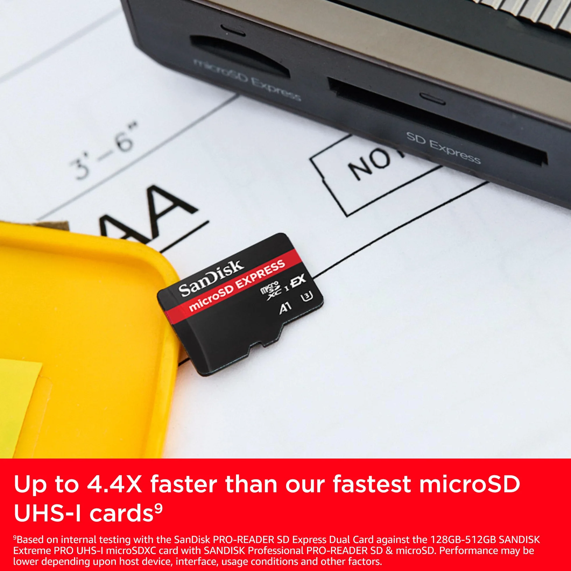 SanDisk MicroSD Express 512GB, karta mSD, prędkość odczytu do 880 MB/s, prędkość zapisu do 650 MB/s, stała prędkość zapisu 220 MB/s, technologia SanDisk QuickFlow, ThermAdapt, UHS-I, U3, C10
