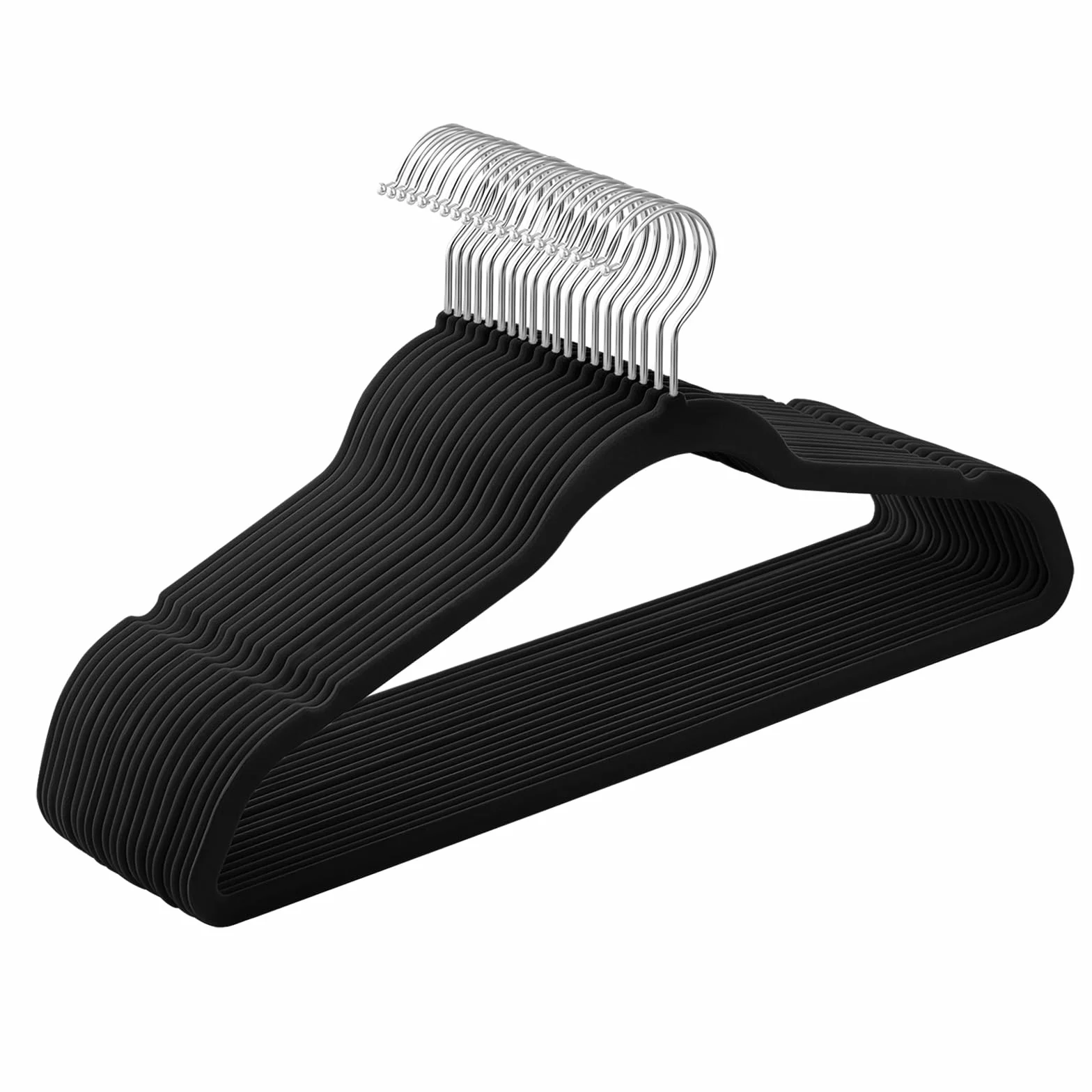 SONGMICS Wieszak na ubrania aksamitny 20 szt. 41,5 cm obrotowy 360° czarny CRF026B20