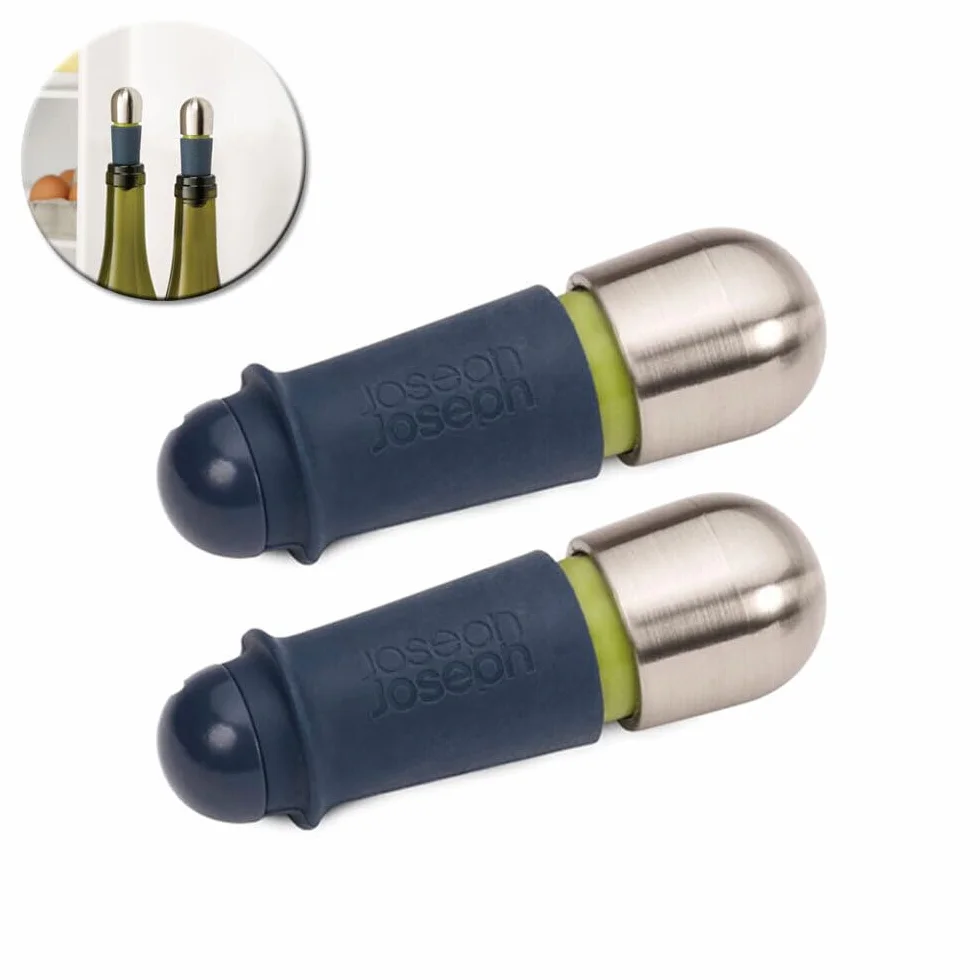 Joseph Joseph 20110 BarWise Twist-Lock zatyczki do wina, niebieskie, zestaw 2 szt