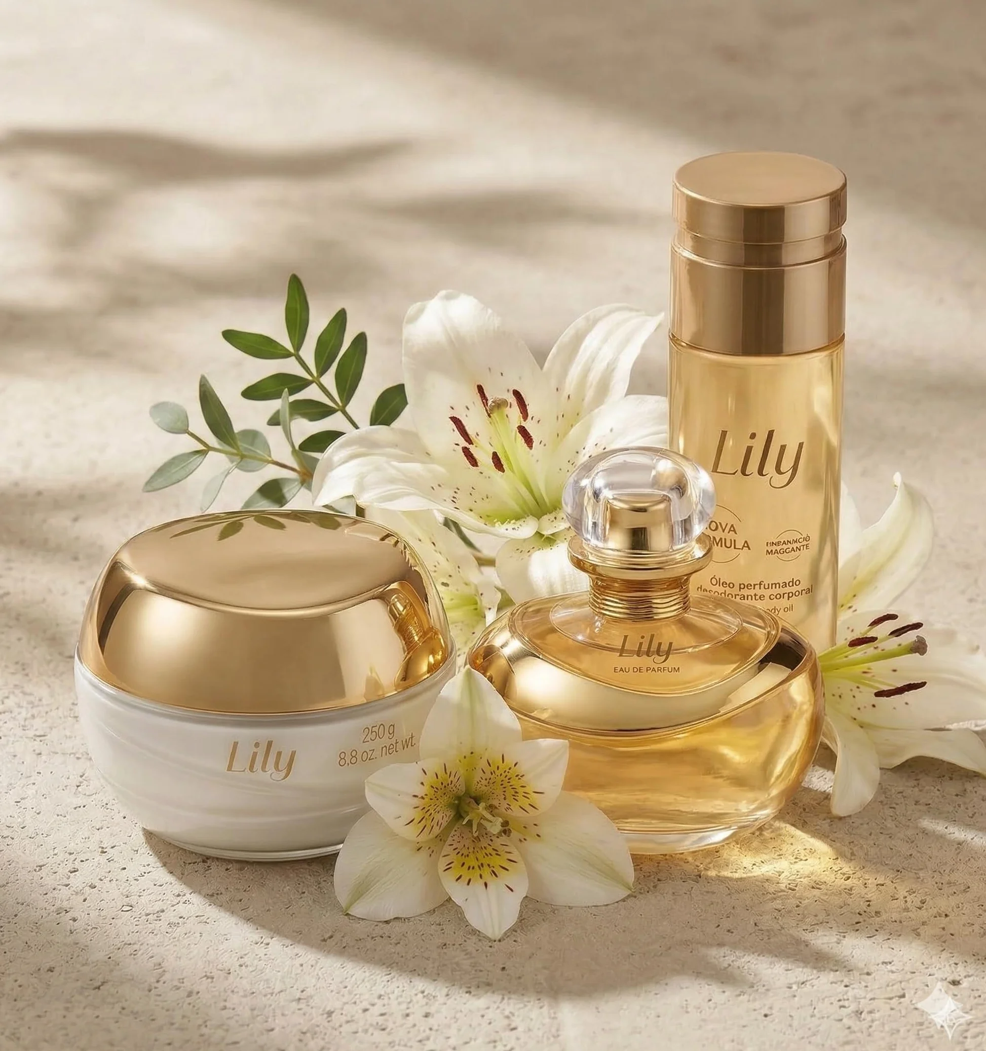O Boticário Lily Zestaw Prezentowy Perfumy i Pielęgnacja Skóry z 3 Produktami | Krem Nawilżający Ciało, Perfumowany Olejek Do Ciała i Woda perfumowana