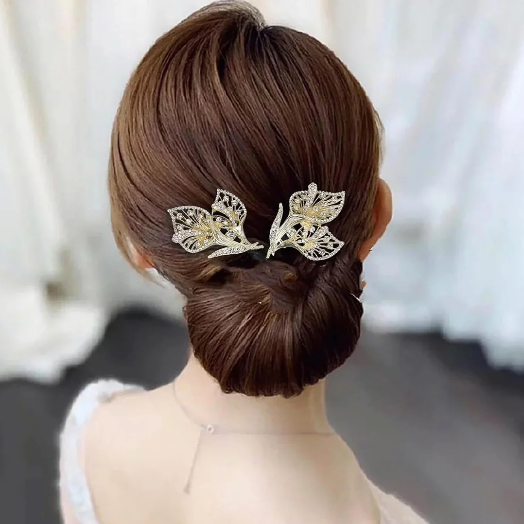 2 sztuki Rock Crystal Flower Hair Akcesoria do włosów, francuski twórca koka skręcanie włosów, Twist Curler Pączek Pączek Twist Maker do włosów